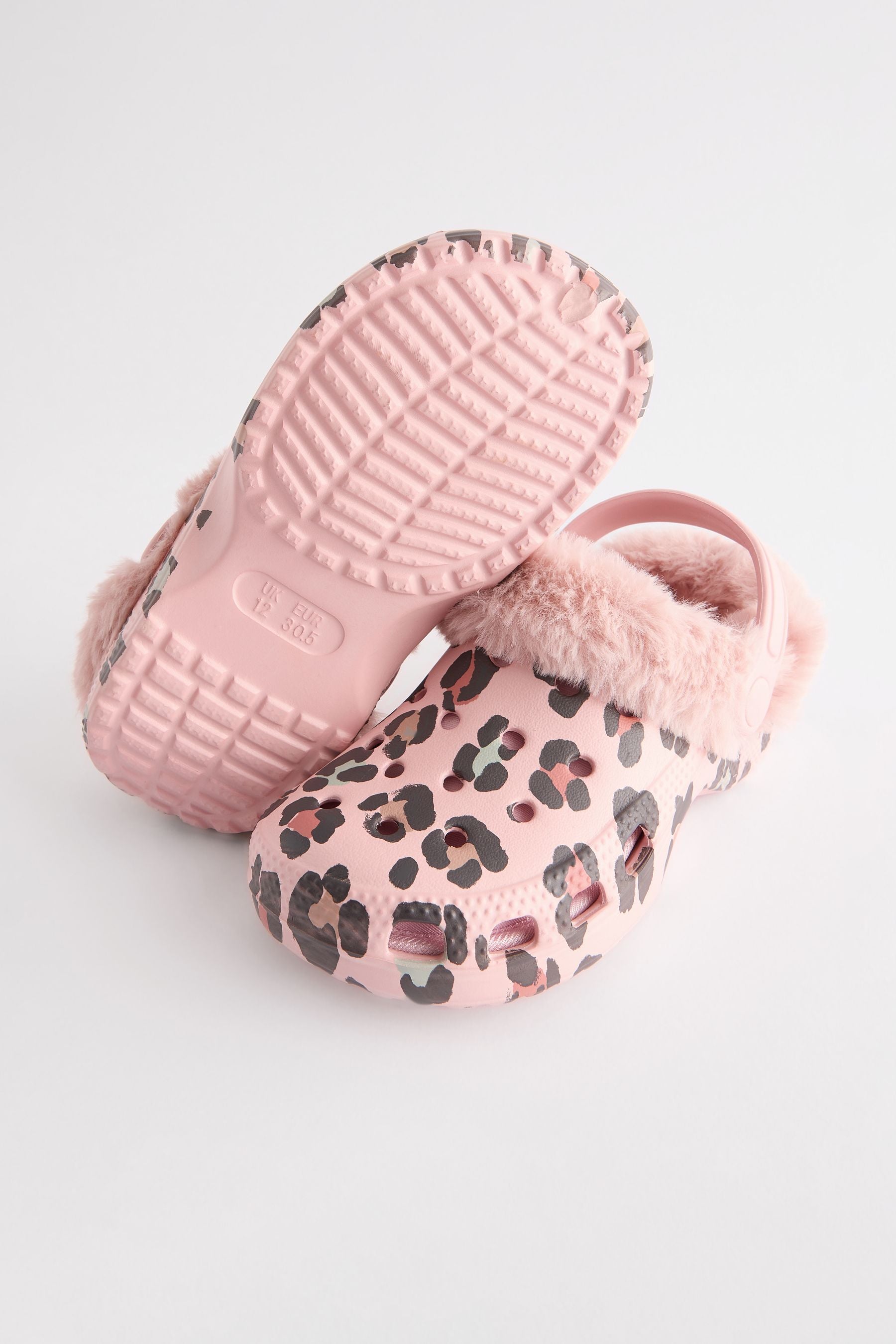 Pink Faux Fur Lined Clog Slippers