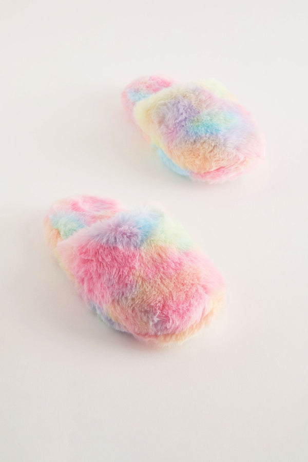 Rainbow Tie Dye Mule Slippers