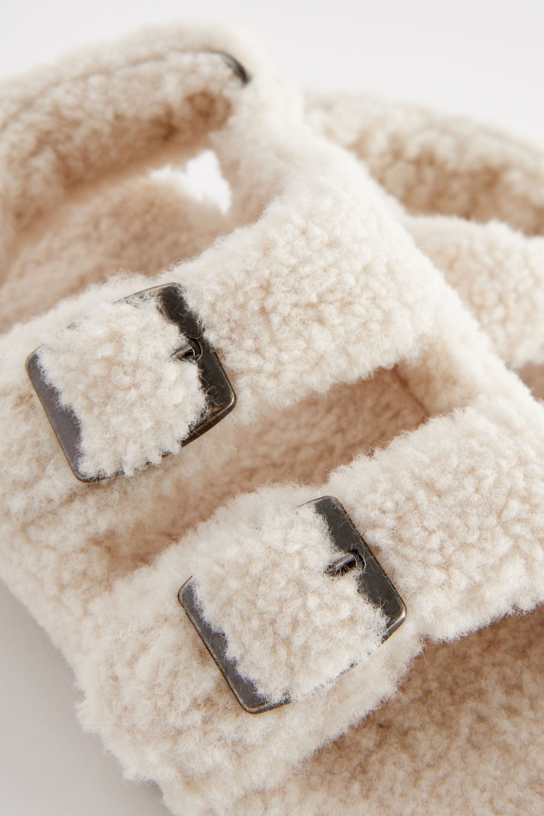 White Borg Double Strap Corkbed Slippers