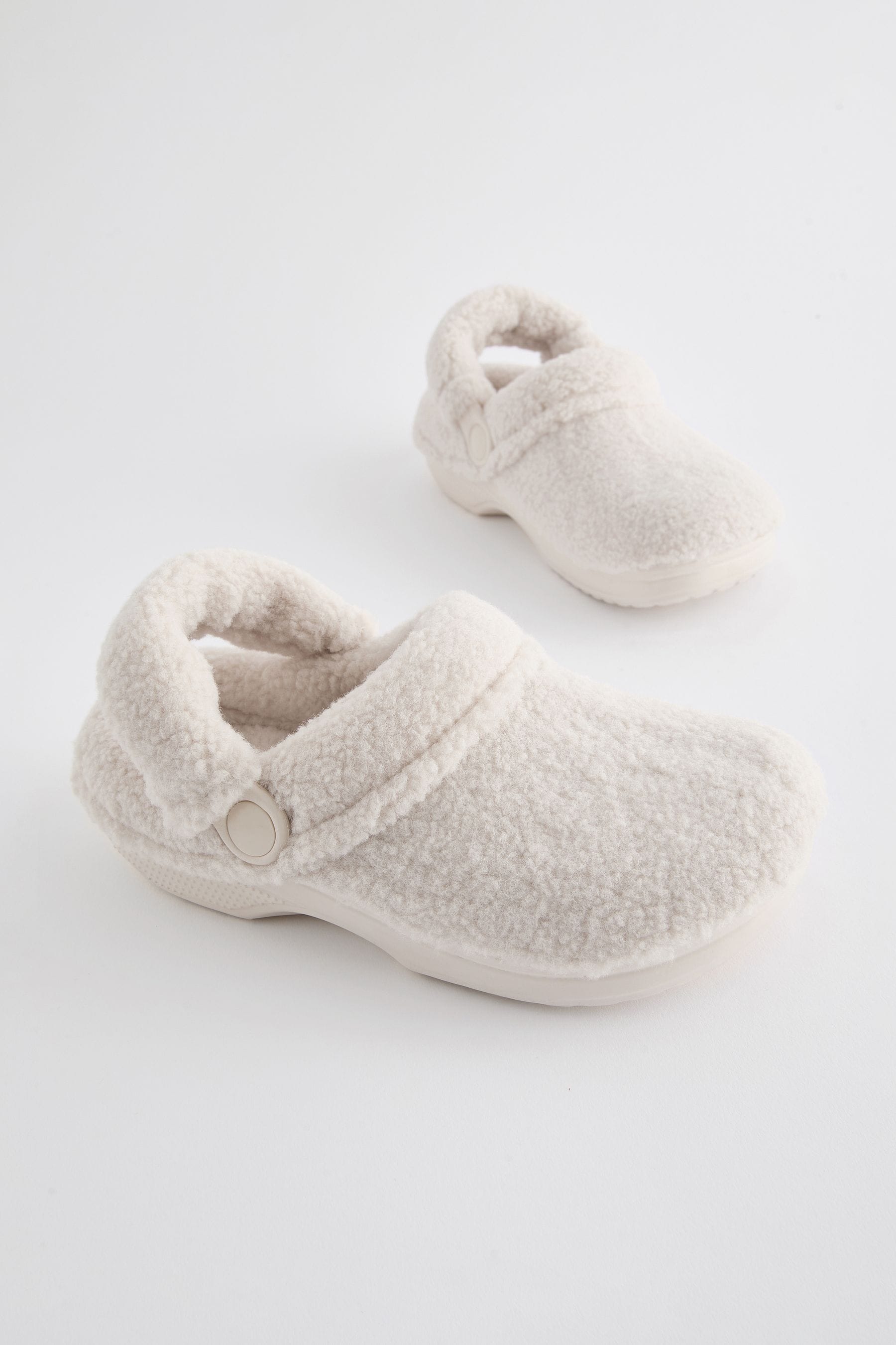 White Neutral Borg Clog Slippers