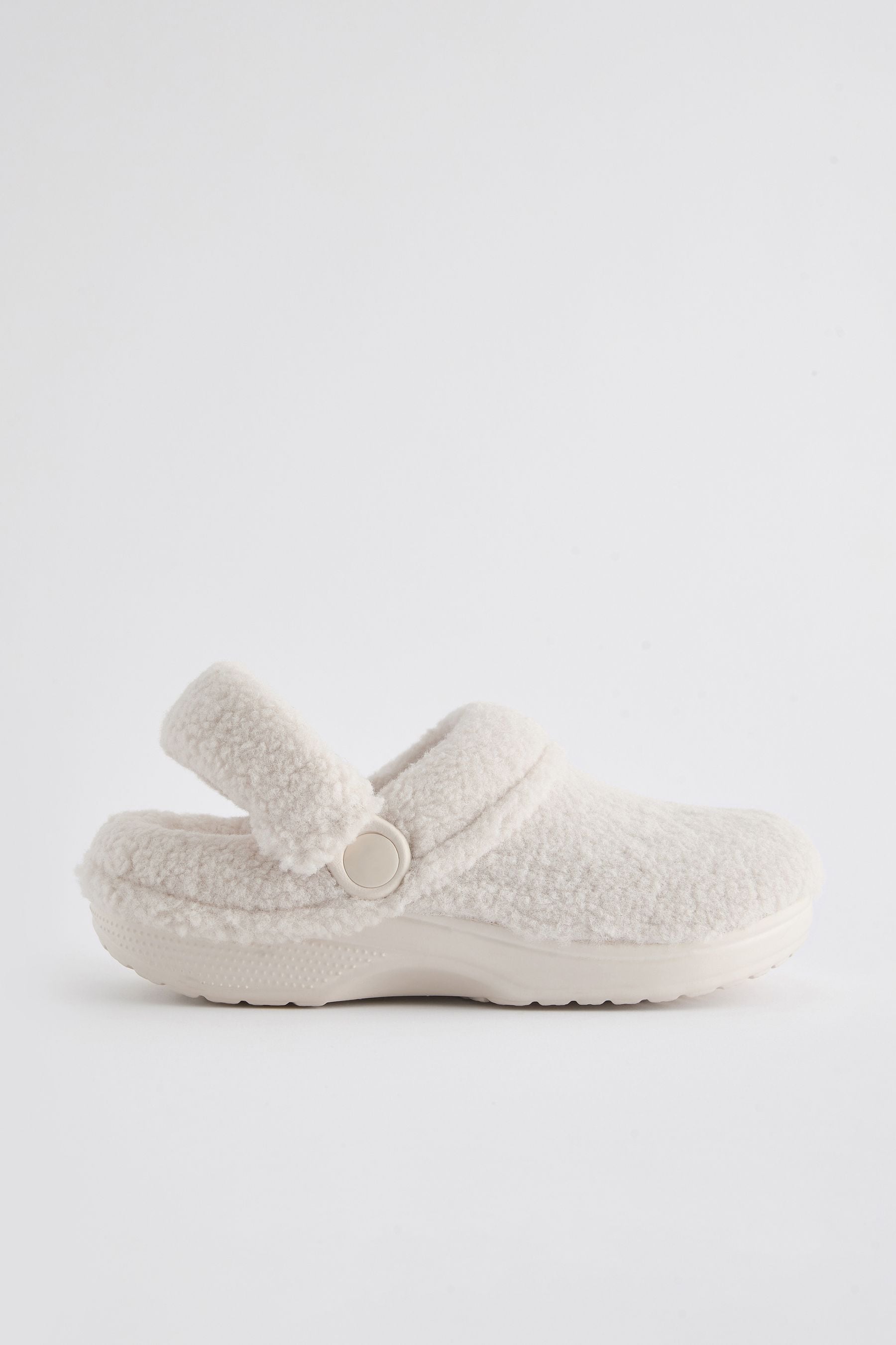 White Neutral Borg Clog Slippers