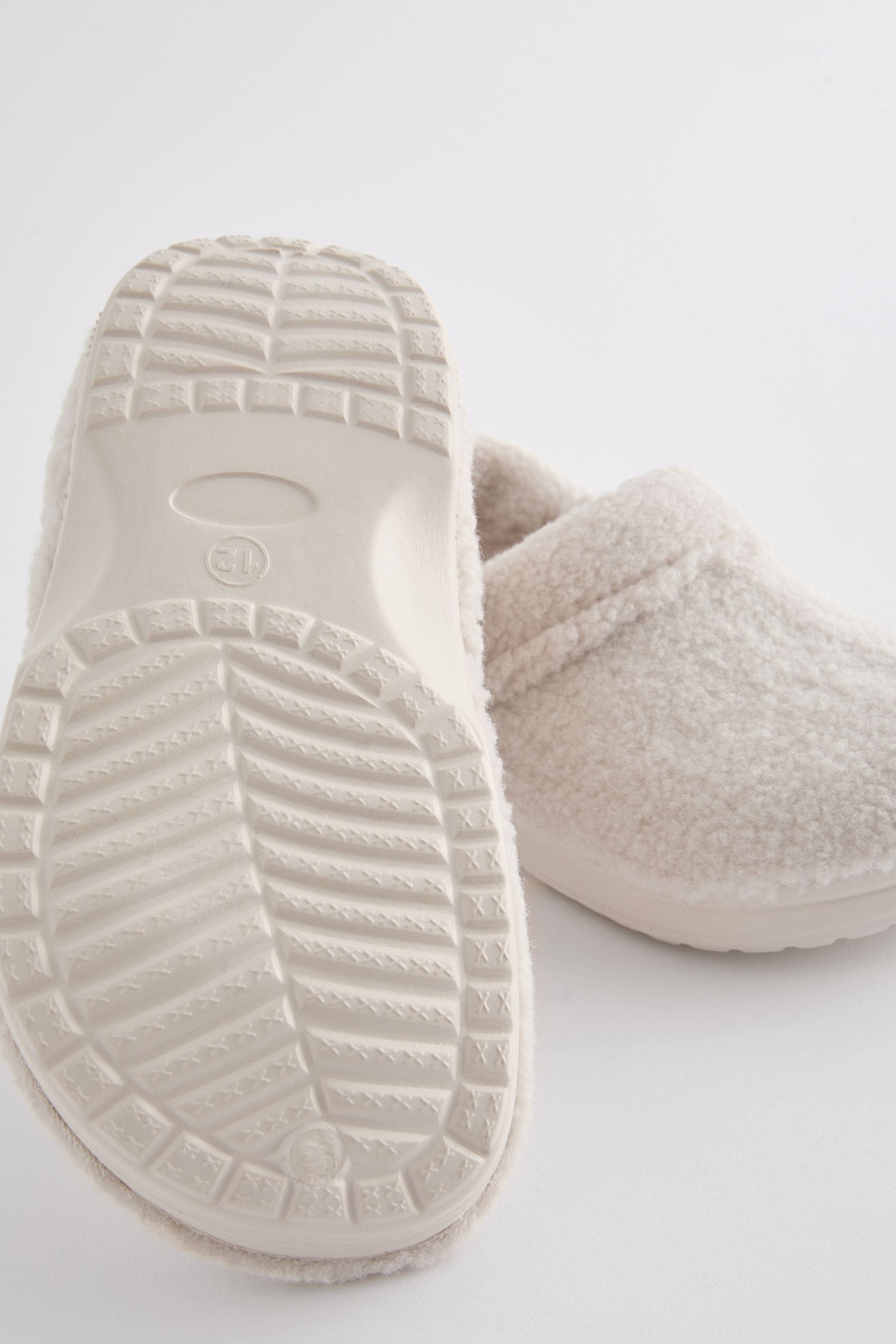 White Neutral Borg Clog Slippers