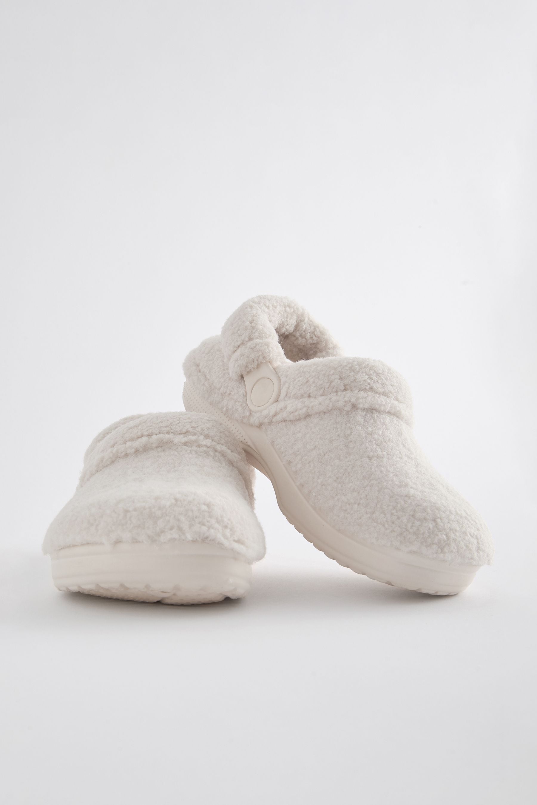 White Neutral Borg Clog Slippers