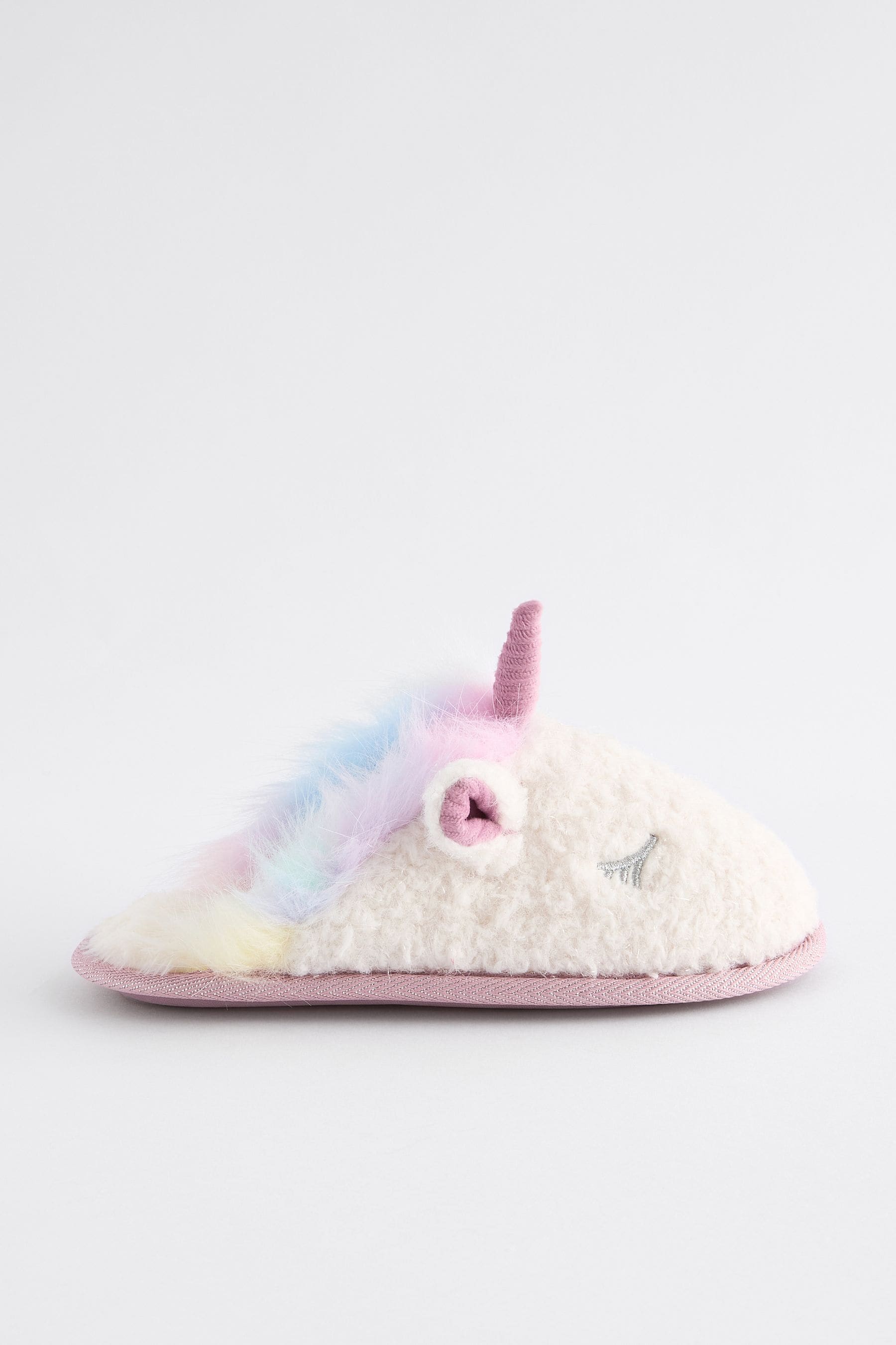 White Rainbow Unicorn Mule Slippers