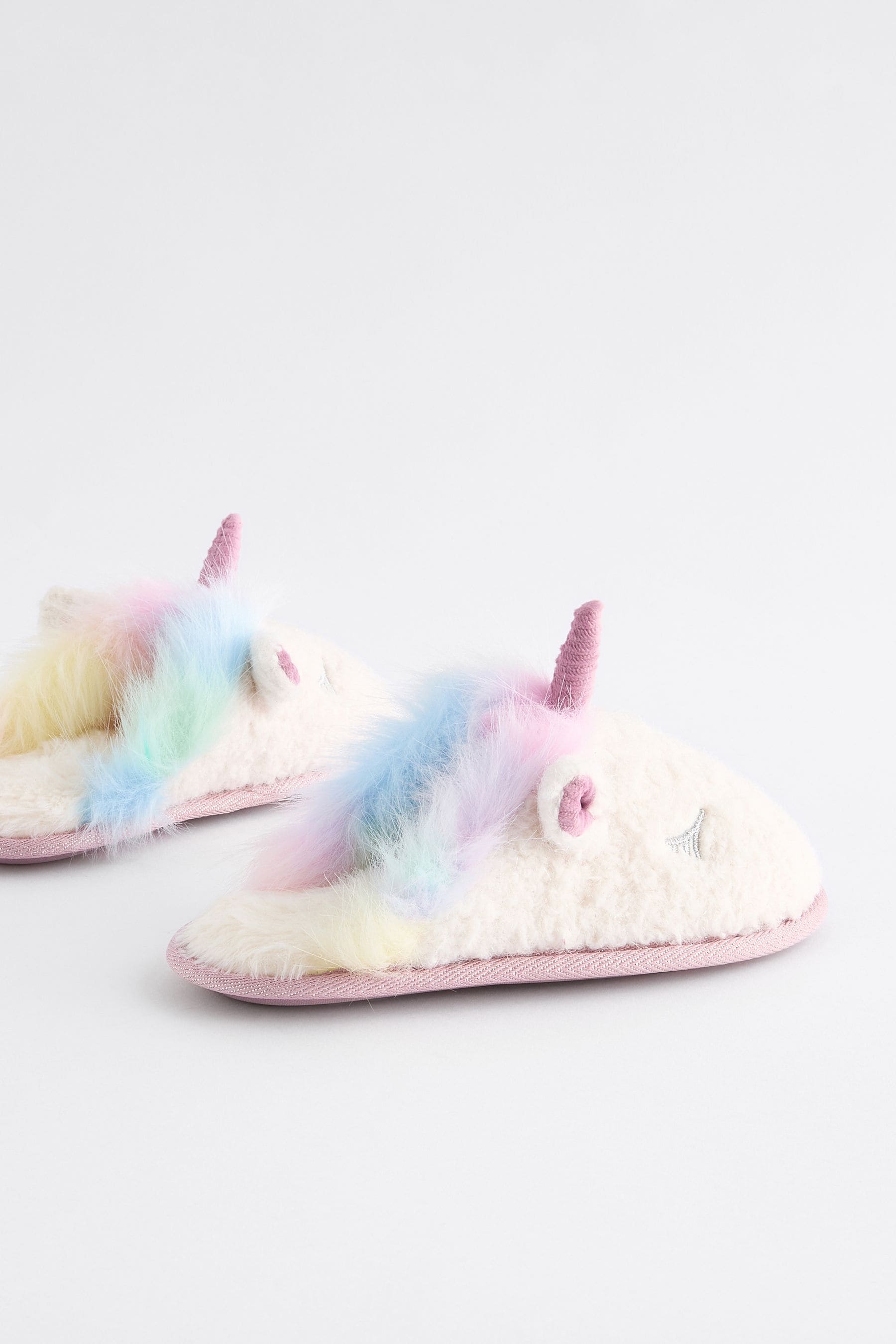 White Rainbow Unicorn Mule Slippers