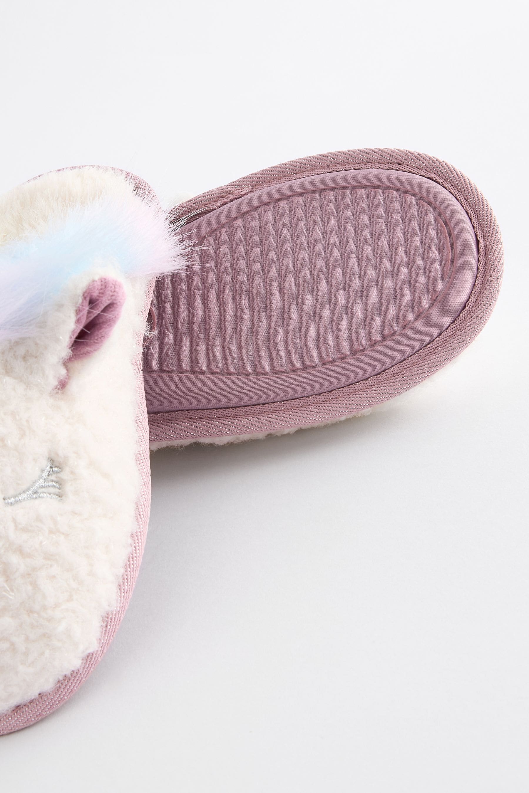 White Rainbow Unicorn Mule Slippers