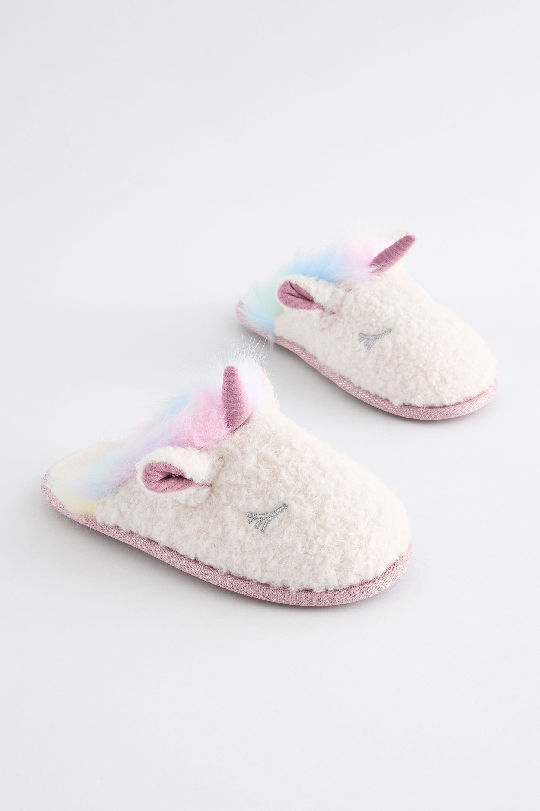 White Rainbow Unicorn Mule Slippers