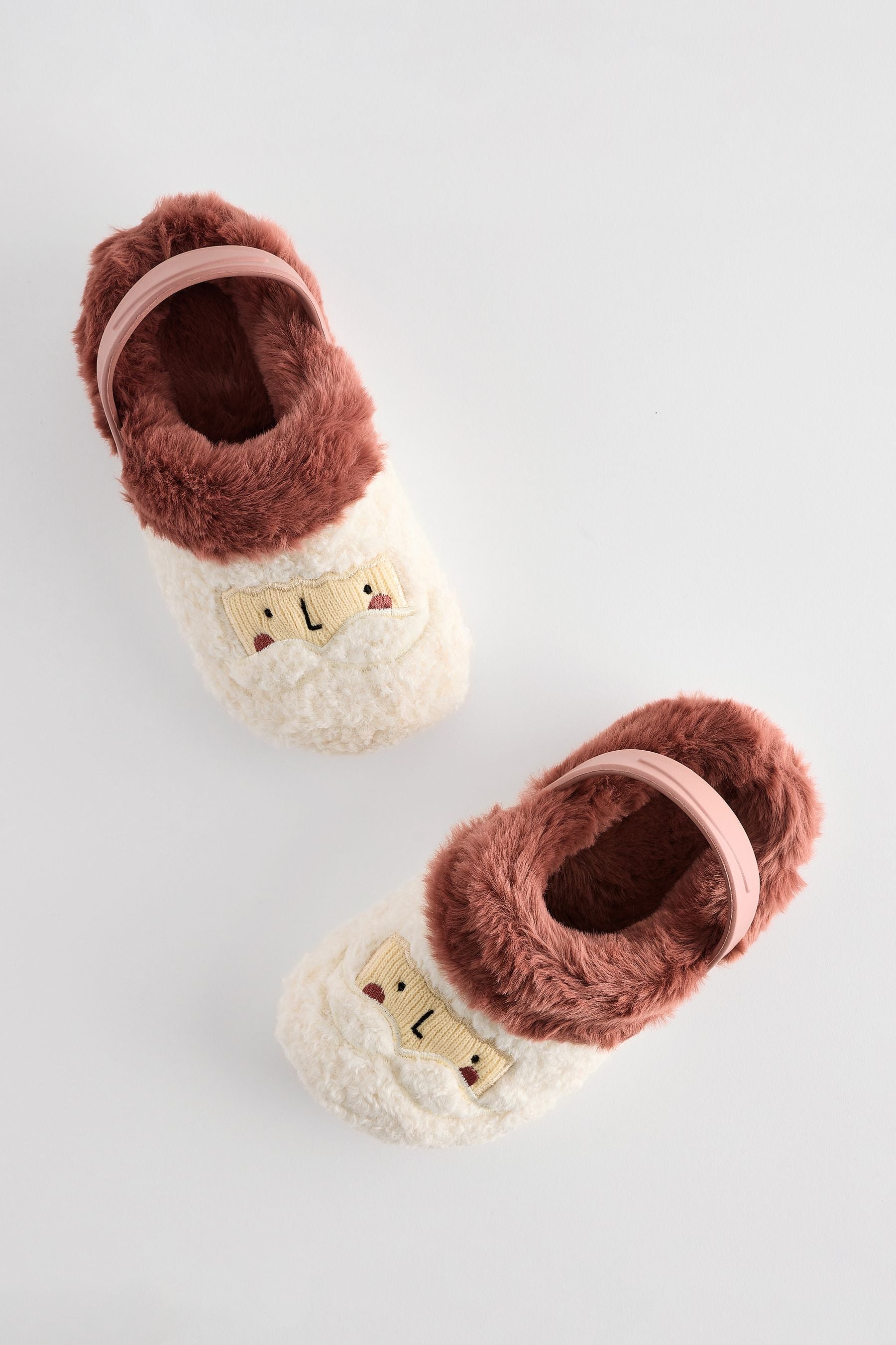 Christmas Santa Faux Fur Lined Clog Christmas Slippers