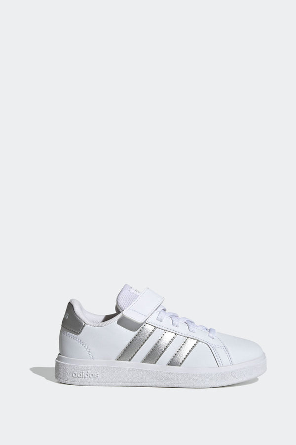 adidas White Grand Court Elastic Lace and Top Strap Trainers