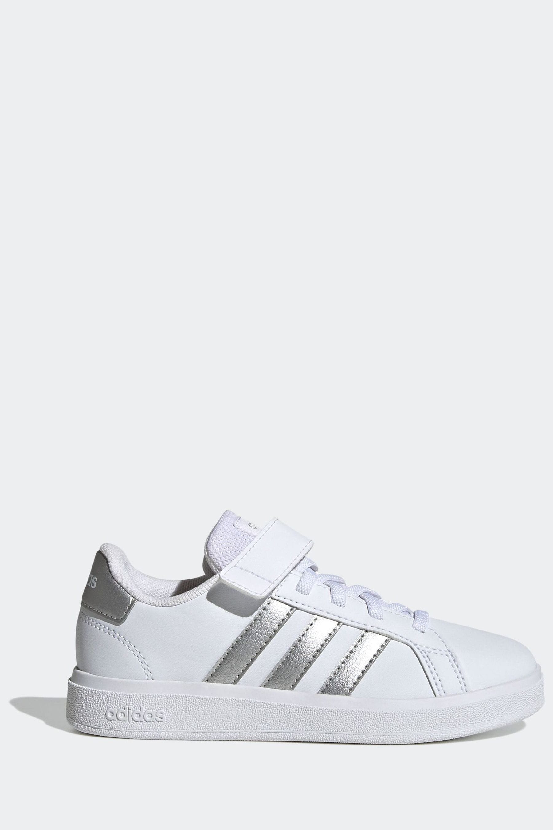 White adidas Sportswear Kids Grand Court Elastic Lace and Top Strap Trainers