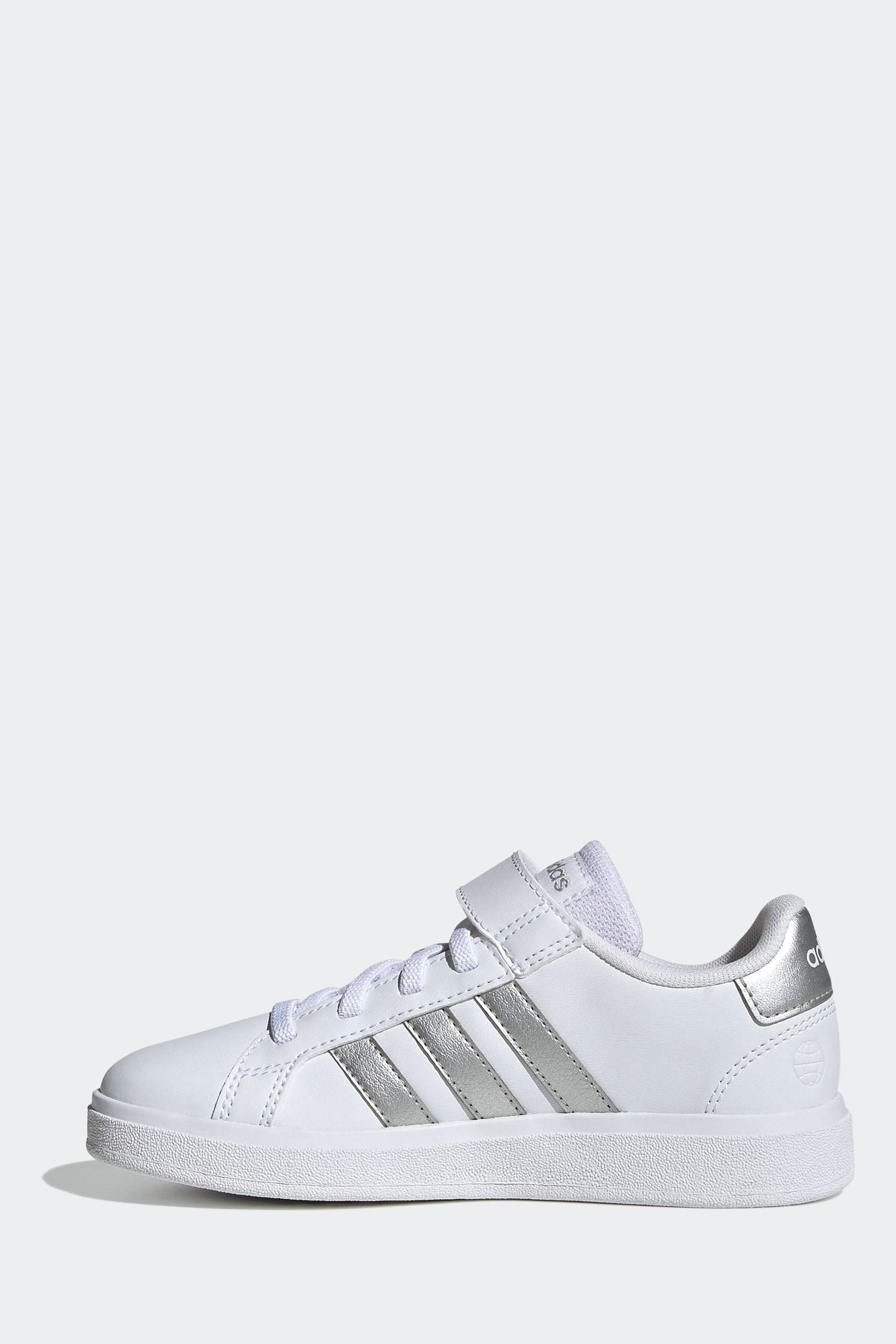 White adidas Sportswear Kids Grand Court Elastic Lace and Top Strap Trainers