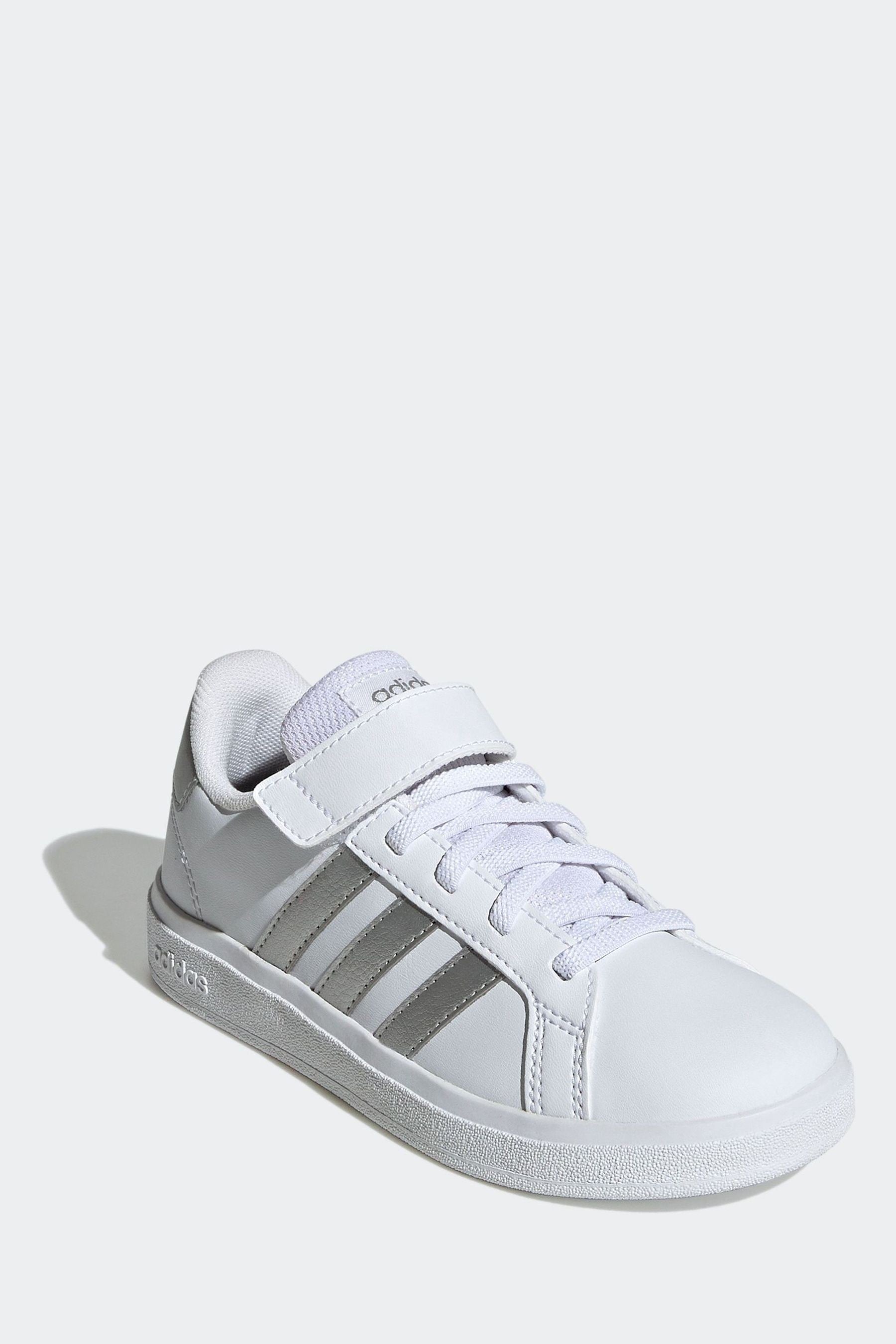 White adidas Sportswear Kids Grand Court Elastic Lace and Top Strap Trainers