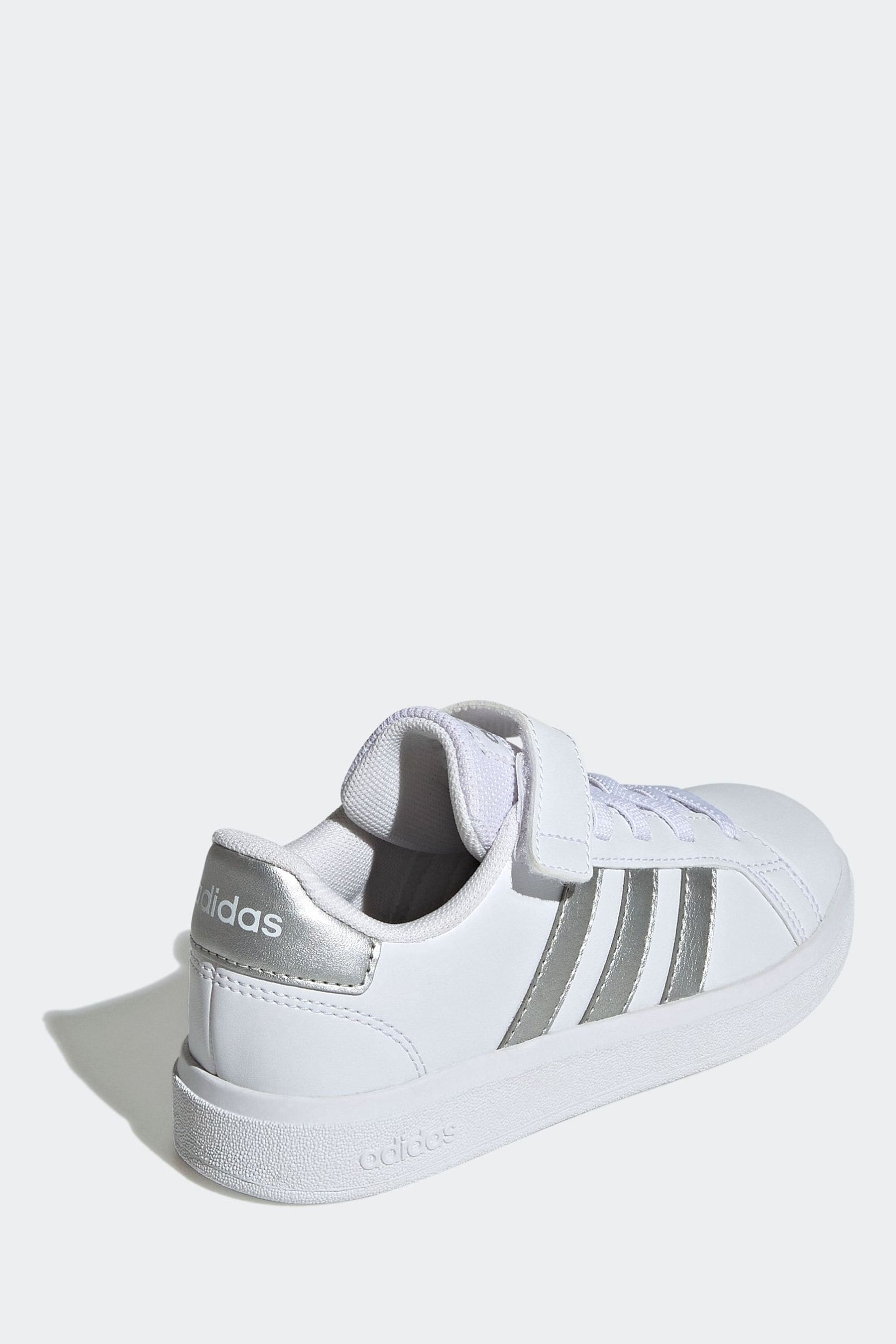 White adidas Sportswear Kids Grand Court Elastic Lace and Top Strap Trainers