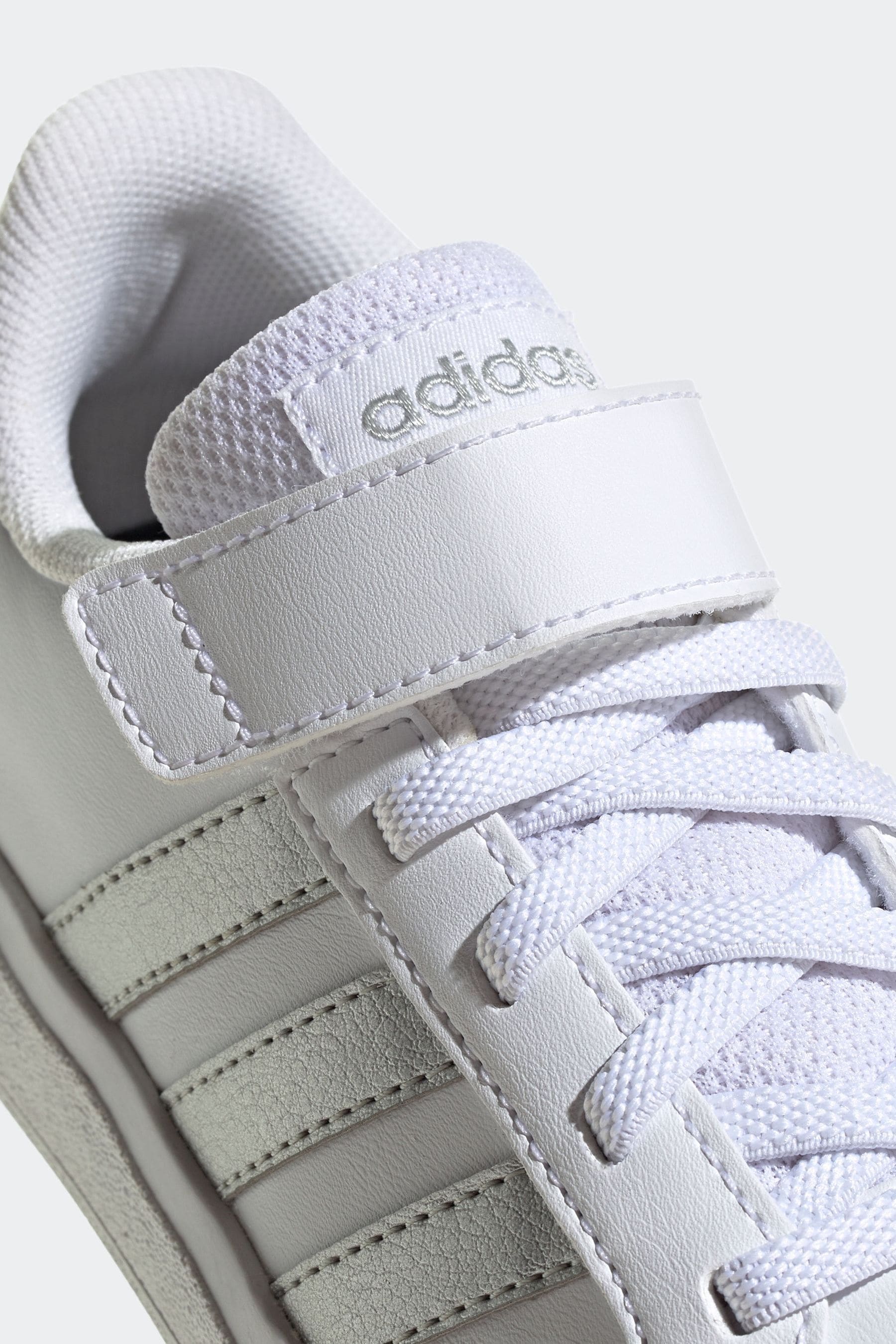 White adidas Sportswear Kids Grand Court Elastic Lace and Top Strap Trainers