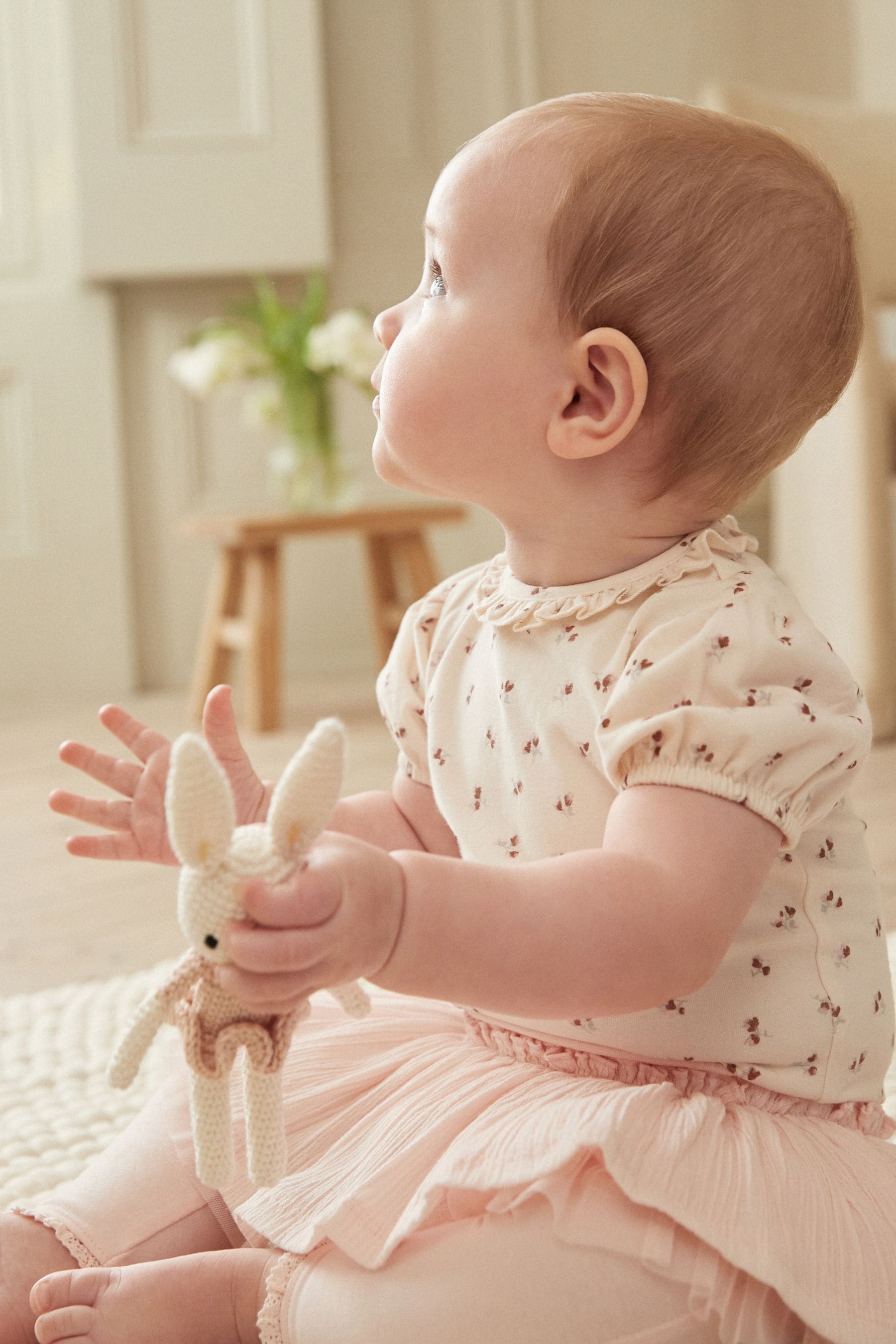 Pink/White Baby Top And Leggings Set