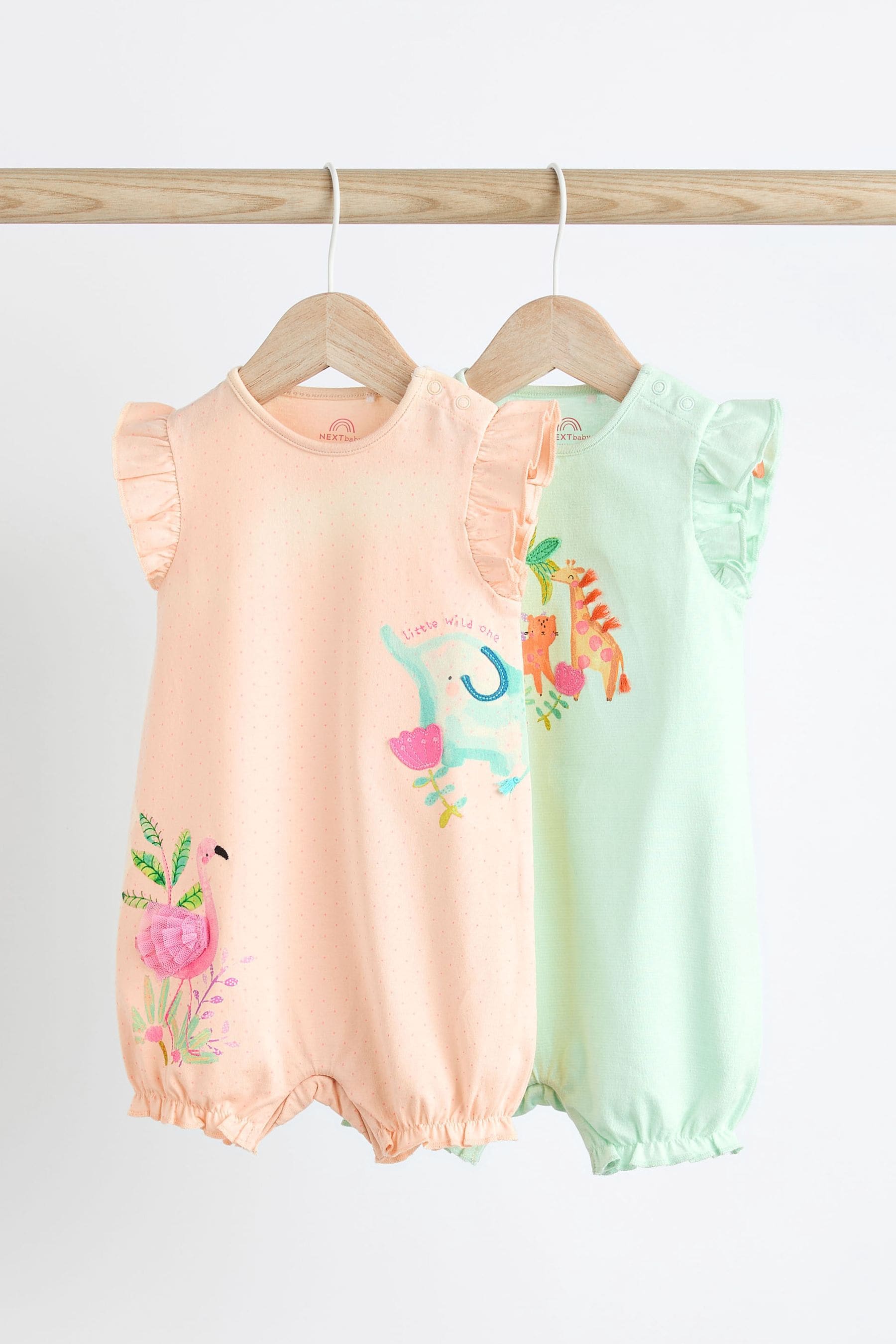 Pastel Pink/ Blue Animal Baby Rompers 2 Pack