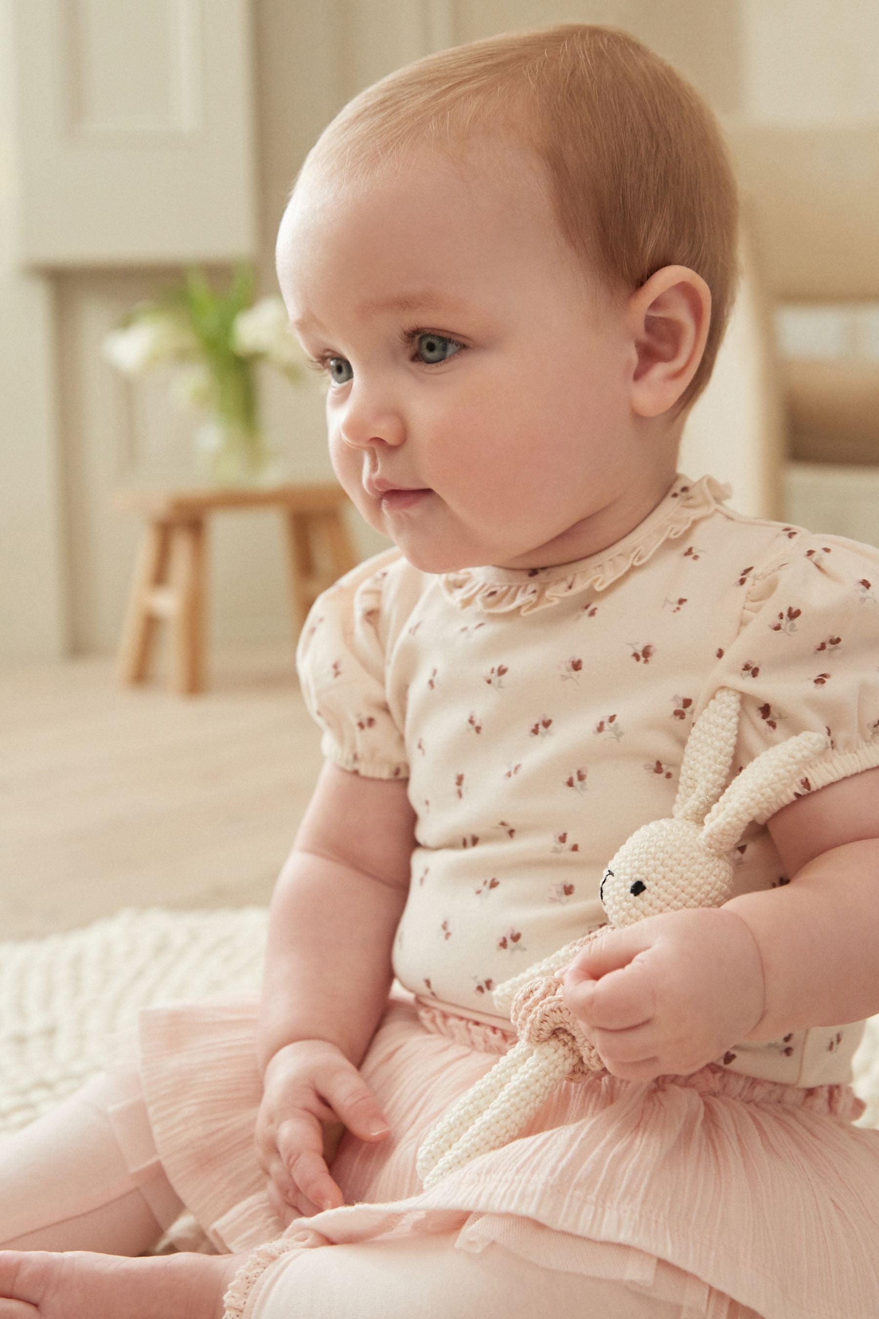 Pink/White Baby Top And Leggings Set