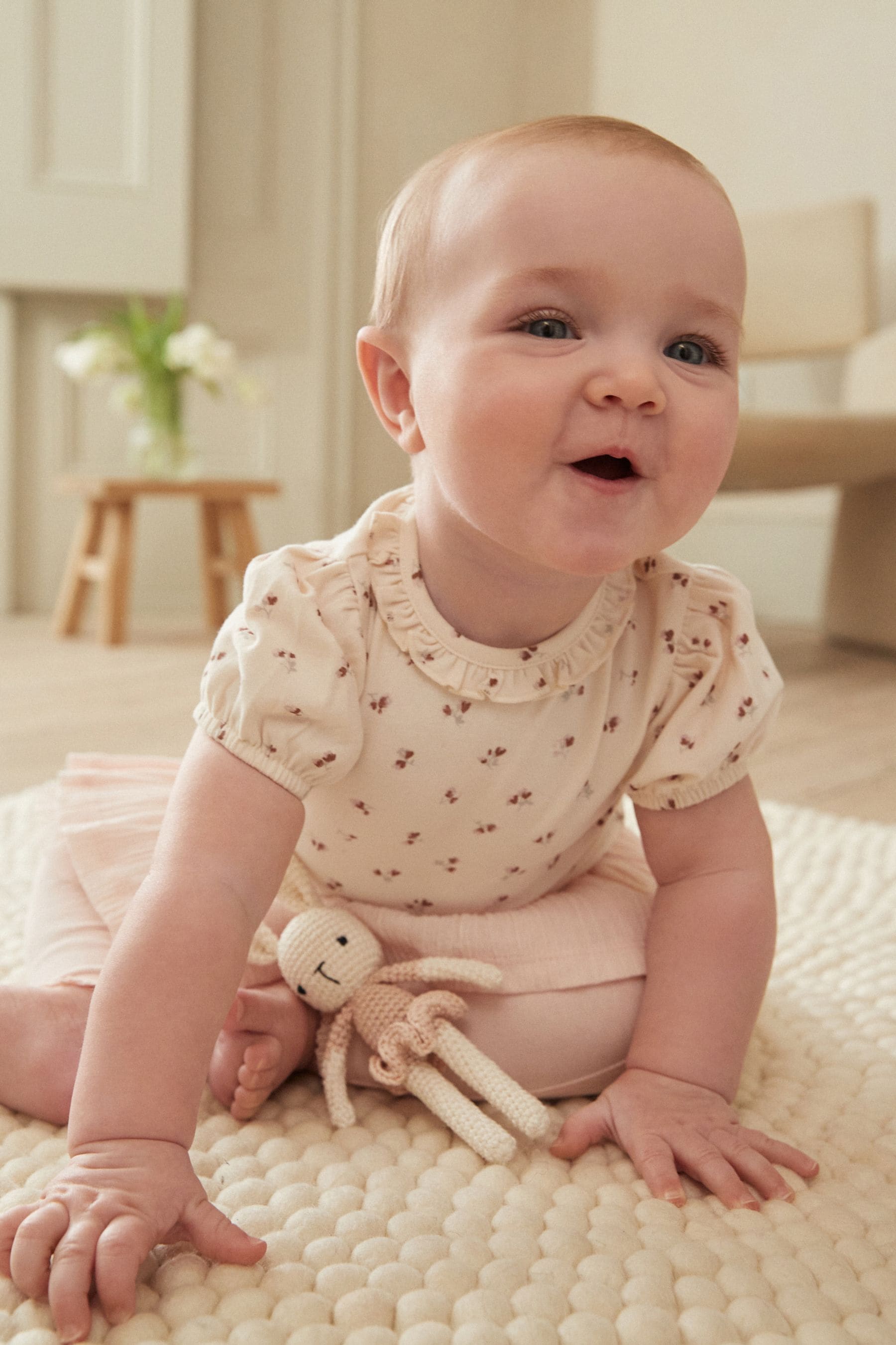 Pink/White Baby Top And Leggings Set