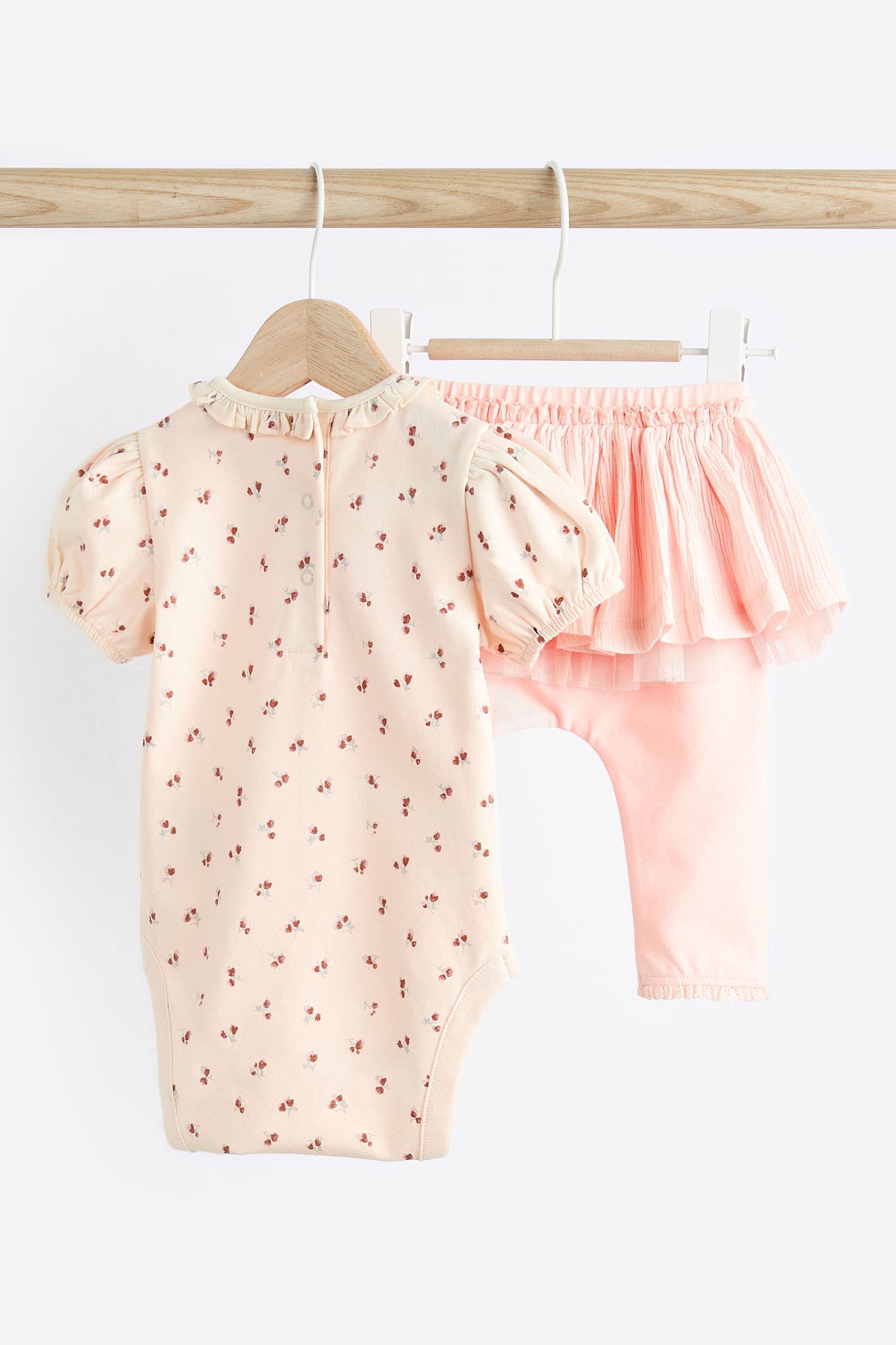 Pink/White Baby Top And Leggings Set