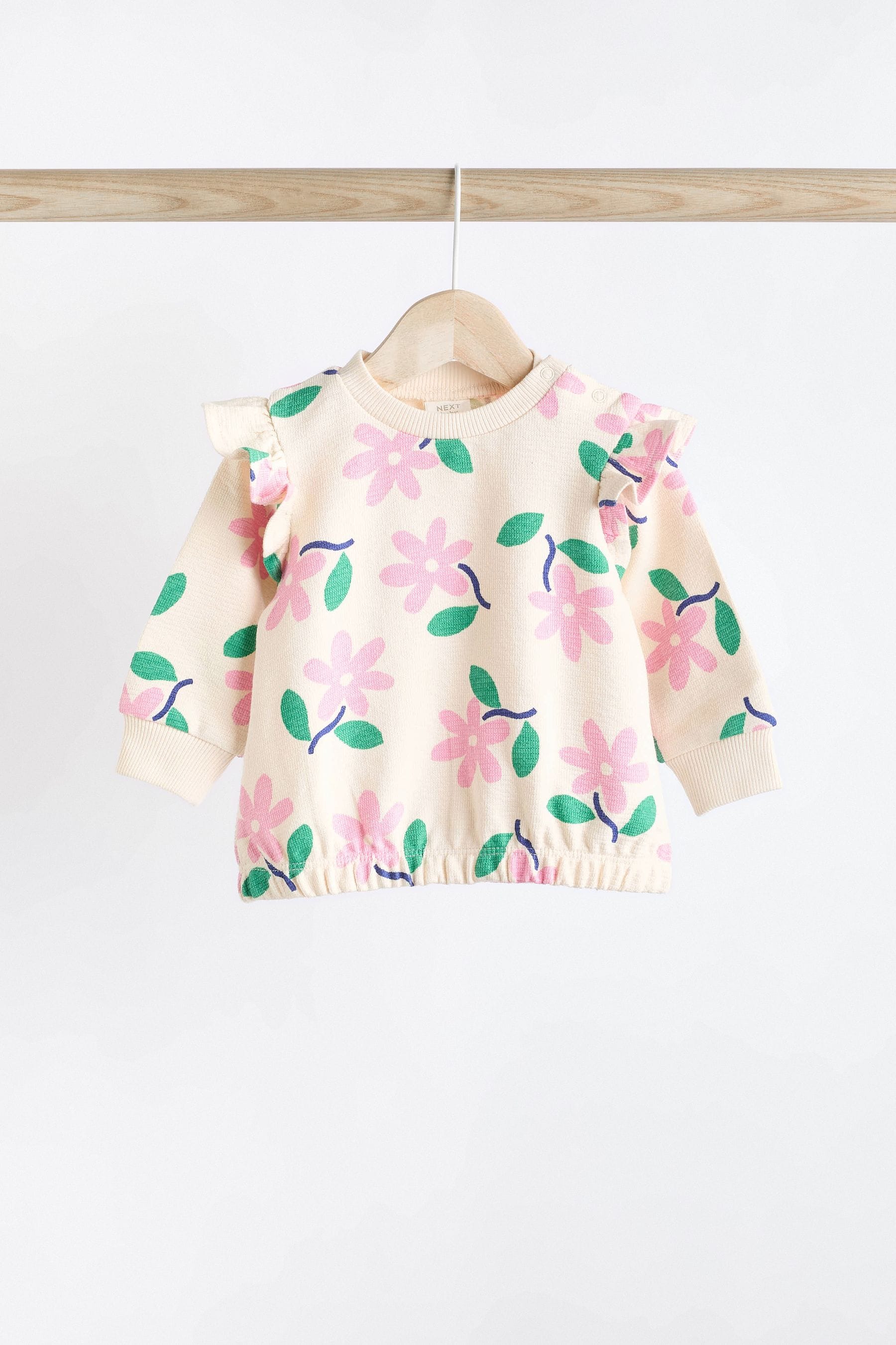 Pink/White Flower Print Baby Top and Shorts 2 Piece Set