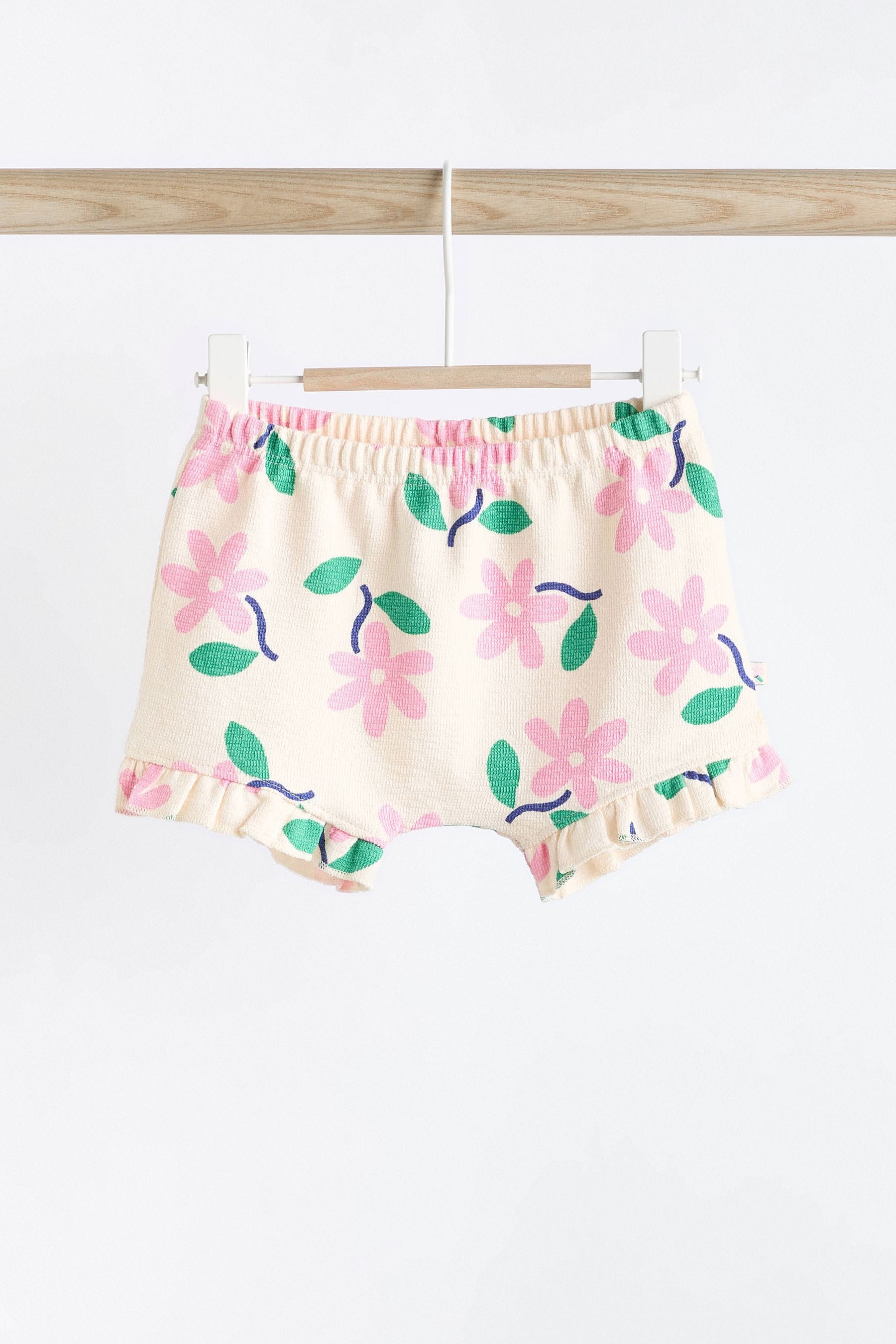 Pink/White Flower Print Baby Top and Shorts 2 Piece Set