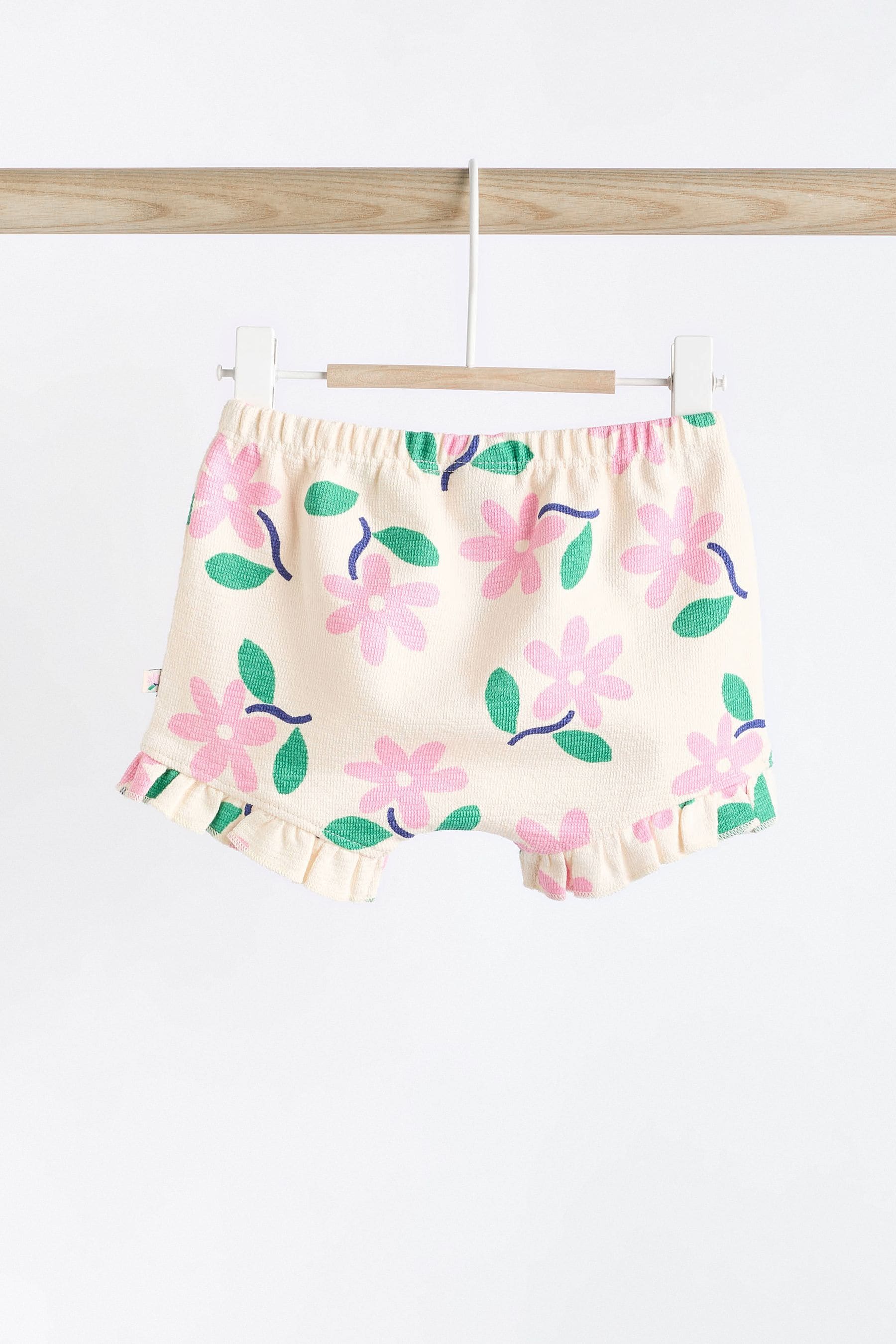 Pink/White Flower Print Baby Top and Shorts 2 Piece Set