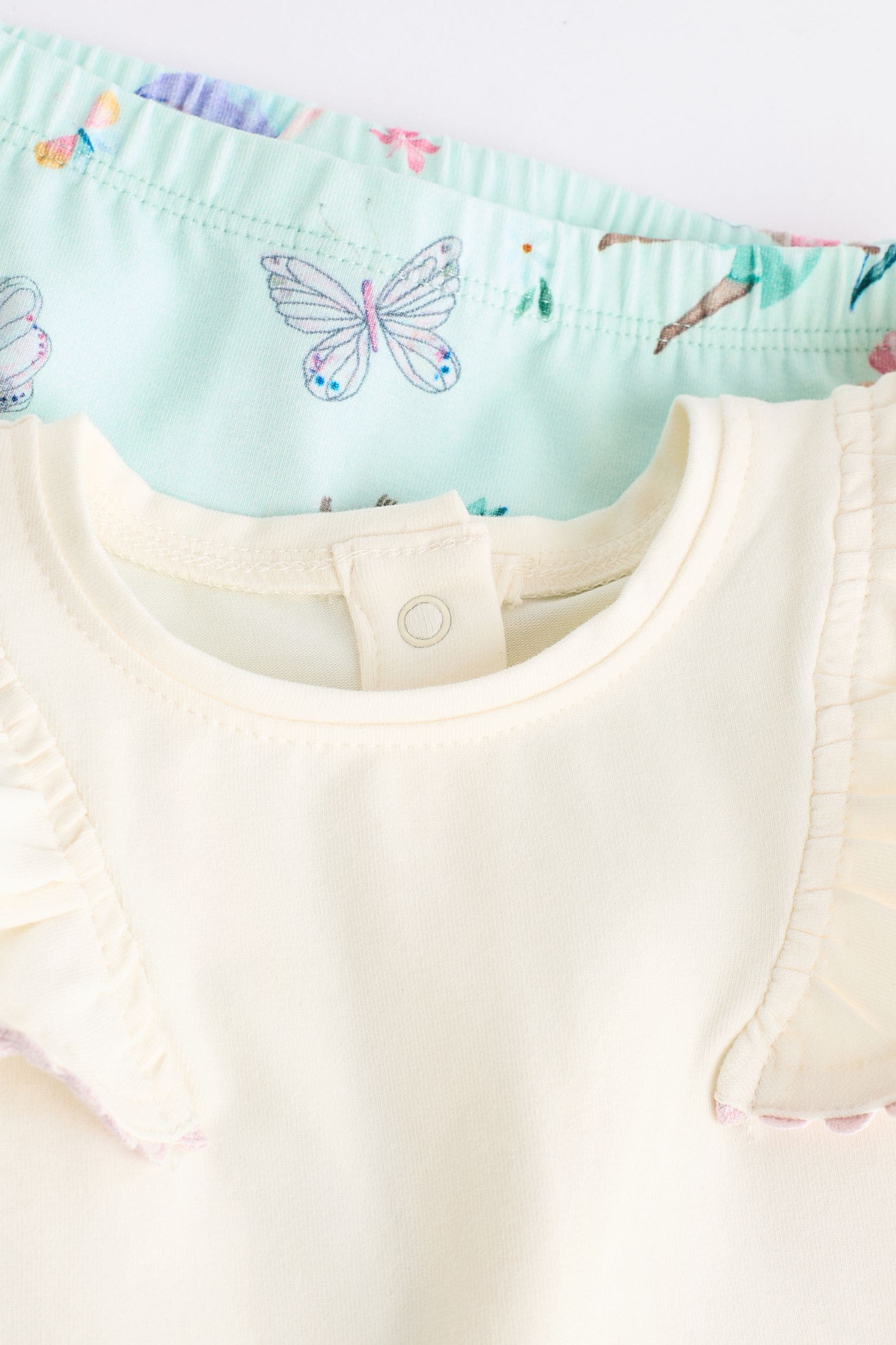 White/Blue Baby Top And Leggings Set