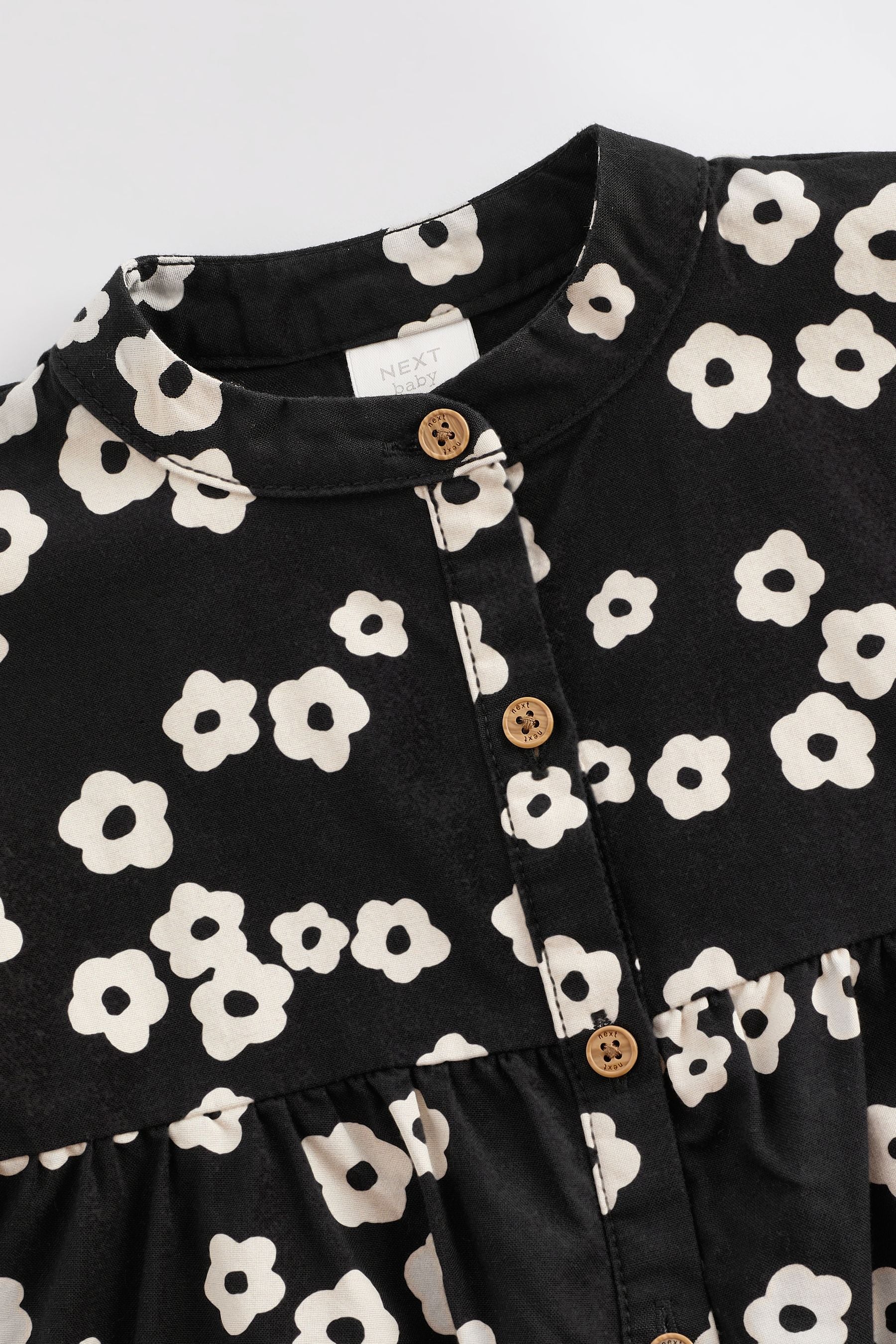 Black/White Flower Baby 100% Cotton Romper (0mths-2yrs)