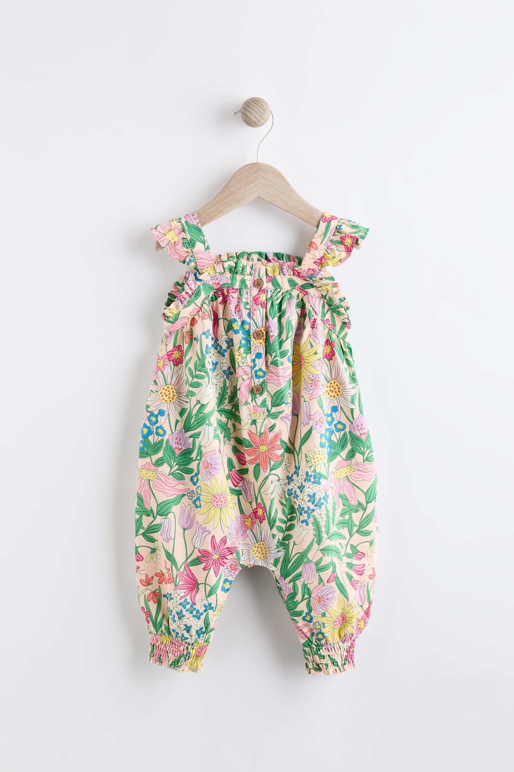 Green Floral Baby Woven Jumpsuit (0mths-3yrs)