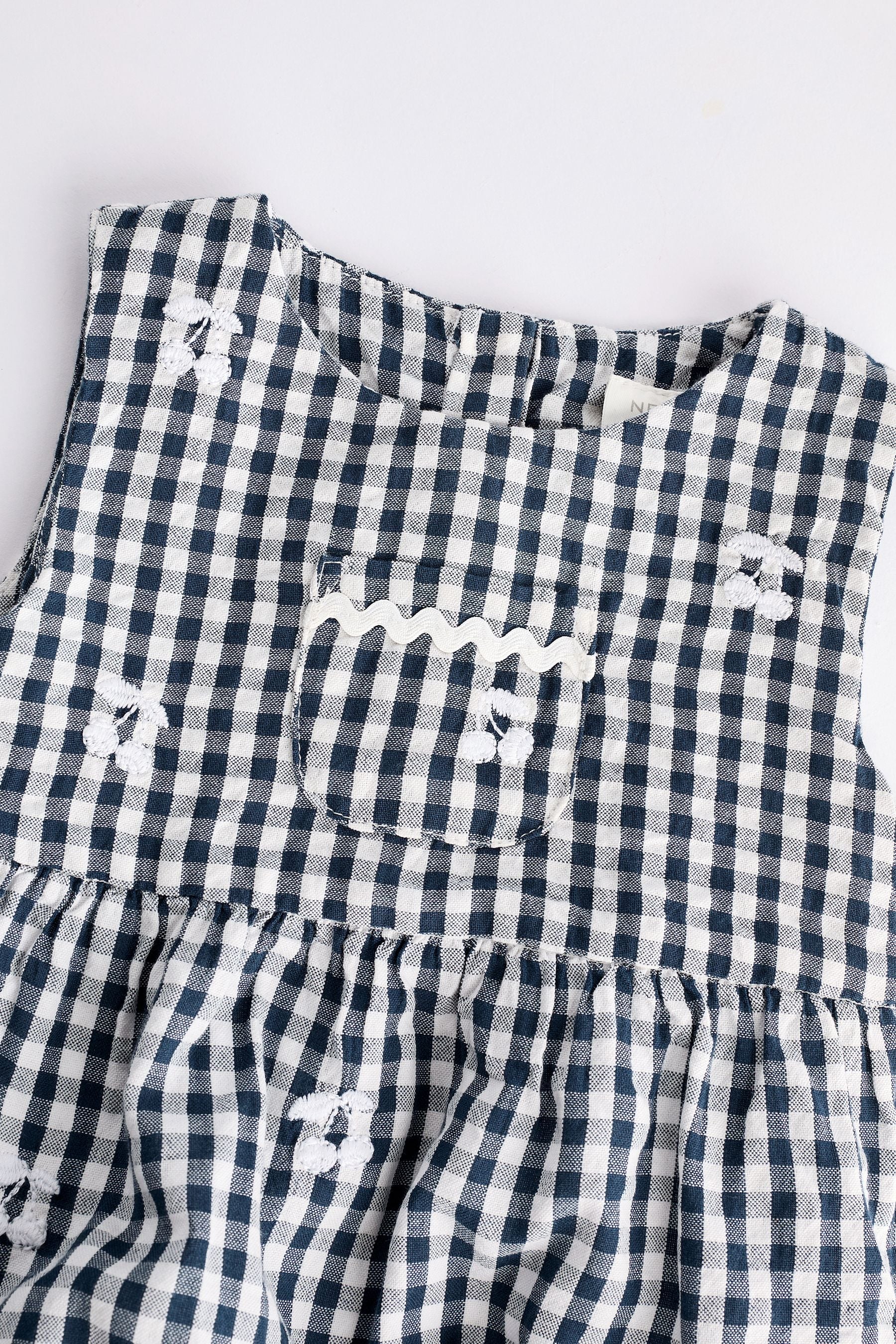 Navy Blue/White Gingham Woven Baby Bloomer Romper (0mths-2yrs)