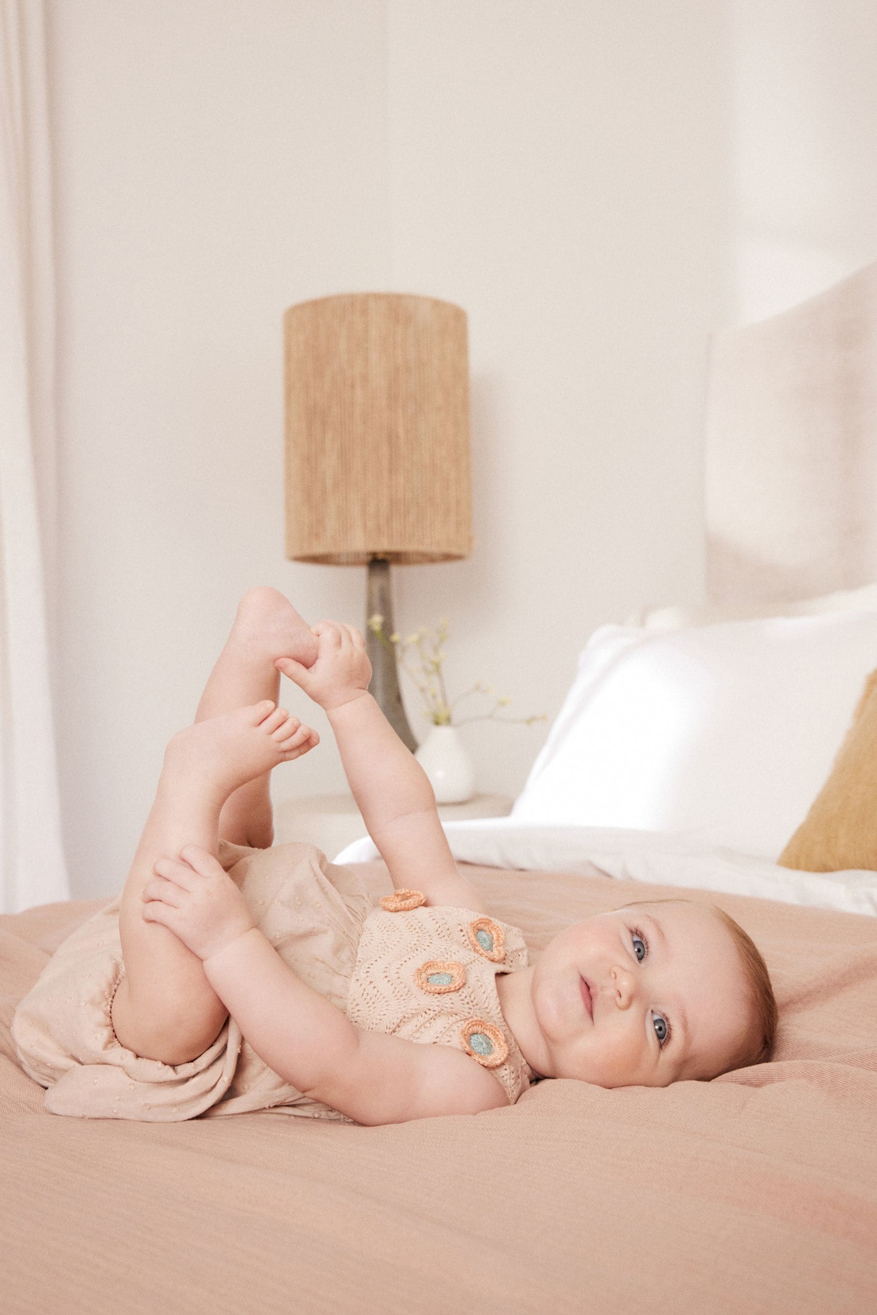 Beige Crochet Detail Baby Woven Dress And Bloomer Set (0mths-2yrs)