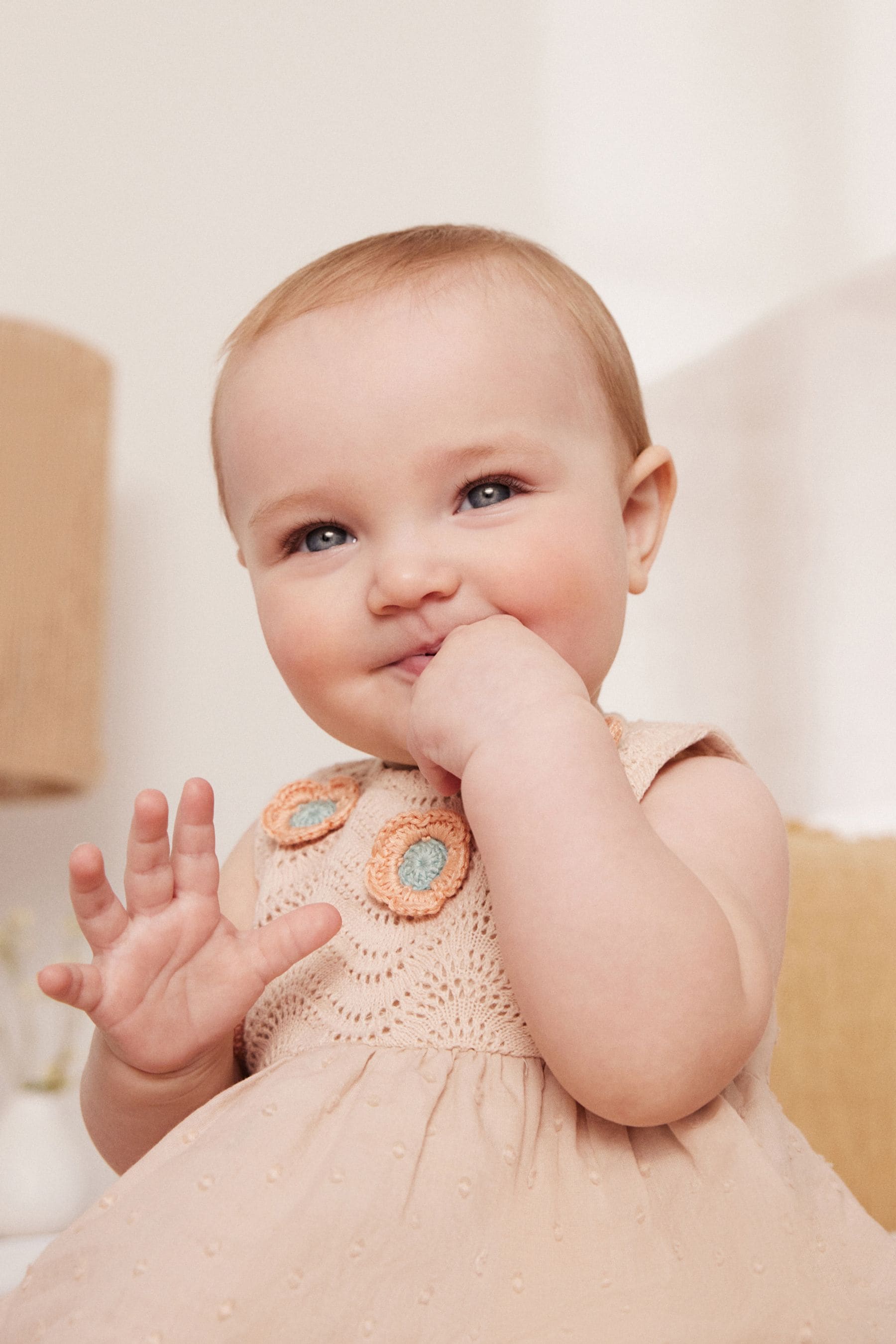 Beige Crochet Detail Baby Woven Dress And Bloomer Set (0mths-2yrs)