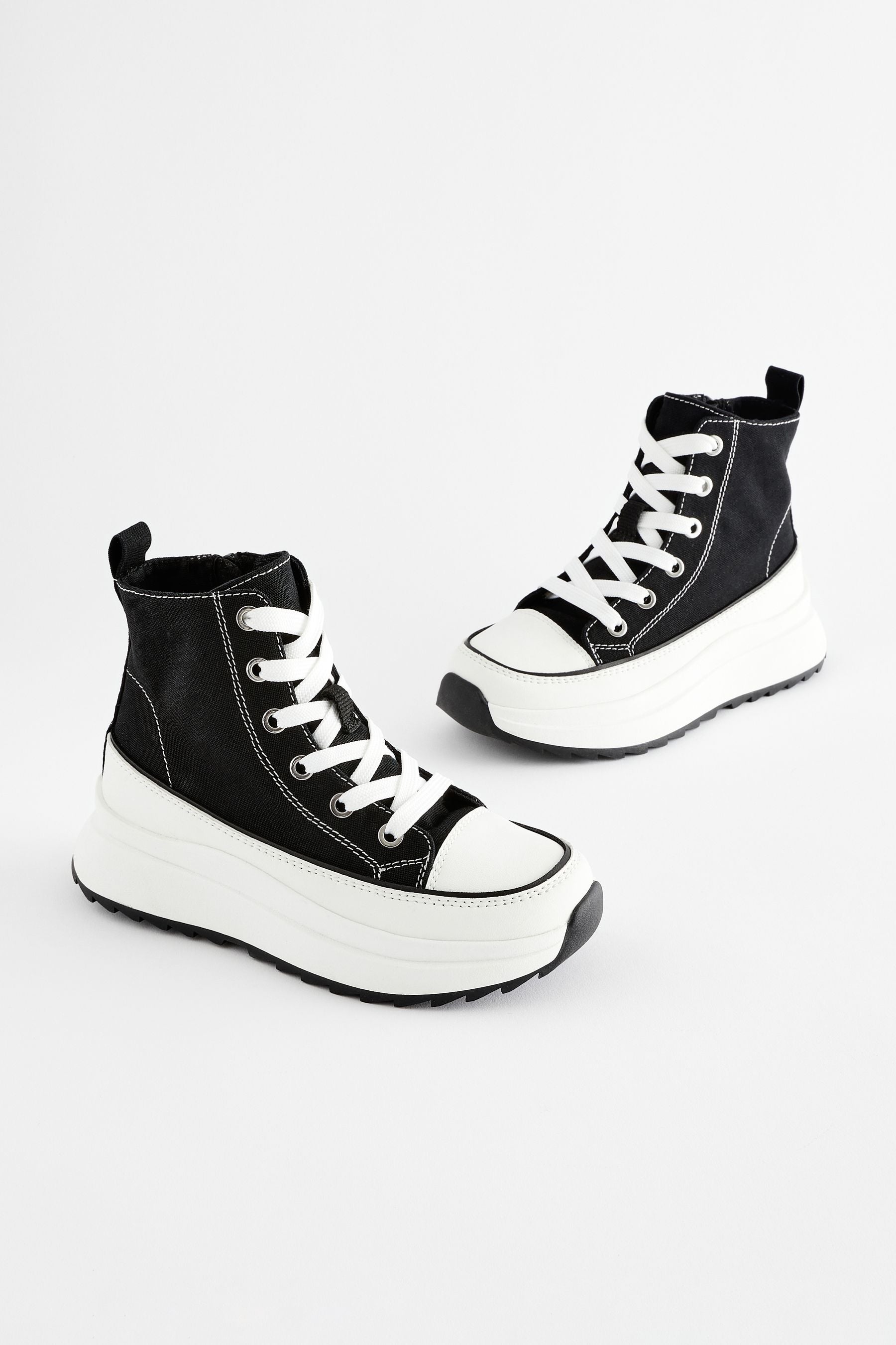 Black Extra Chunky Lace-Up With Zip Trainers