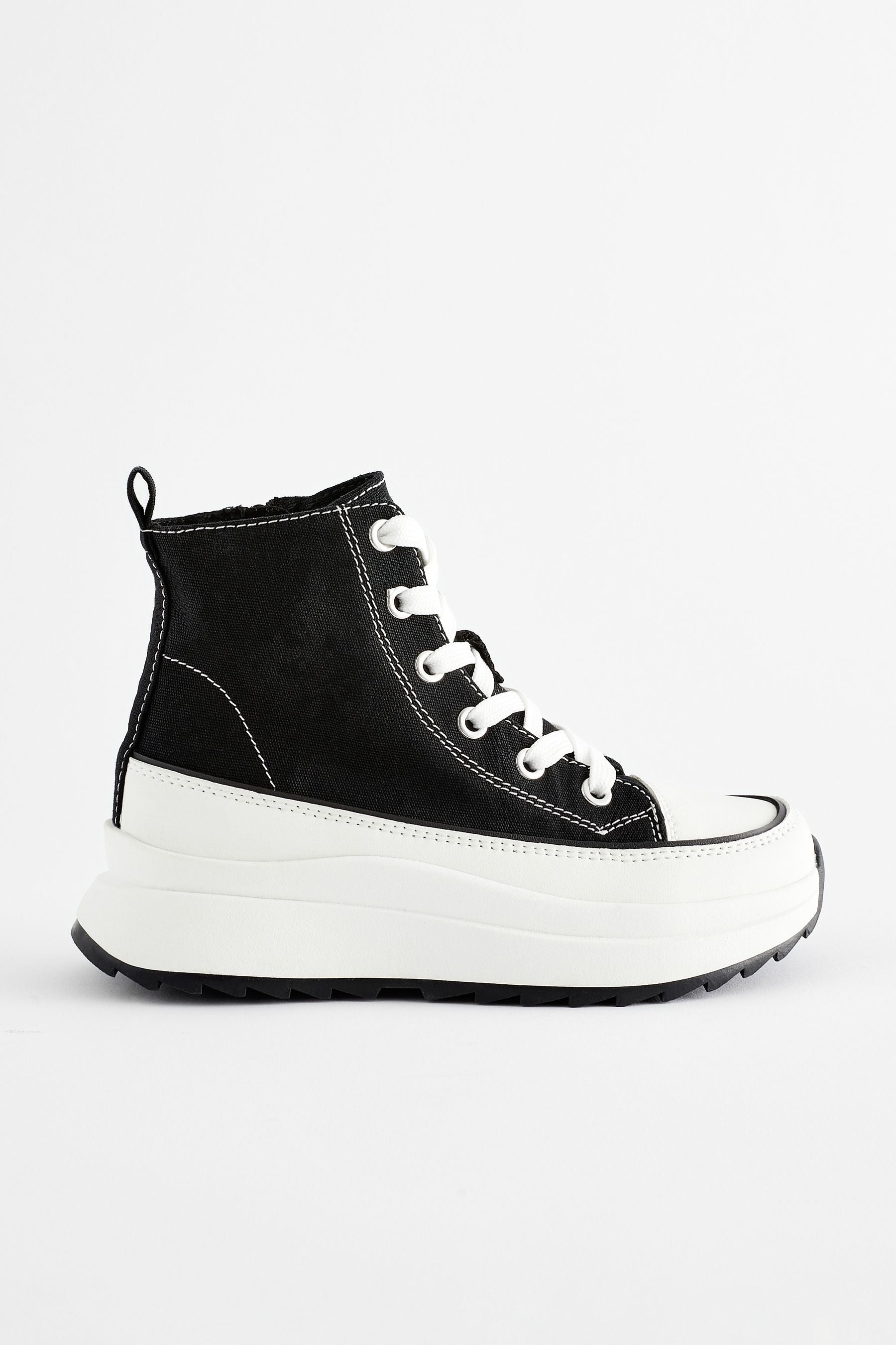 Black Extra Chunky Lace-Up With Zip Trainers