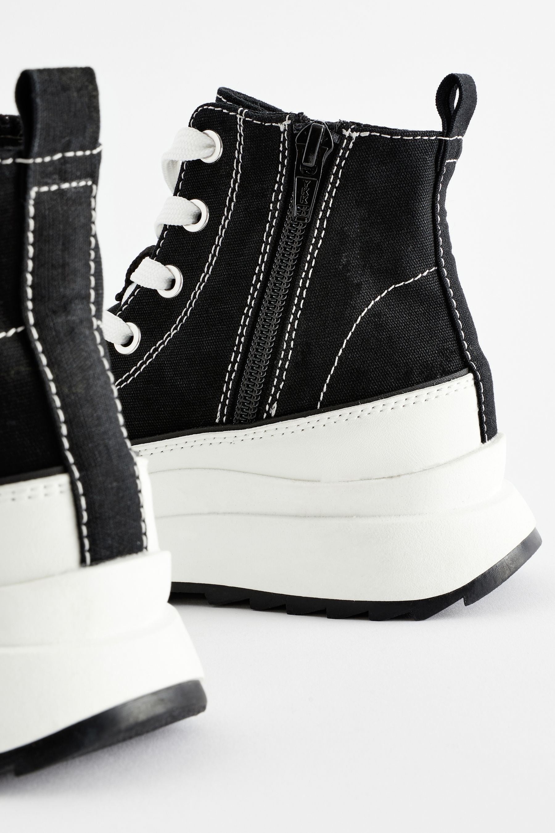 Black Extra Chunky Lace-Up With Zip Trainers