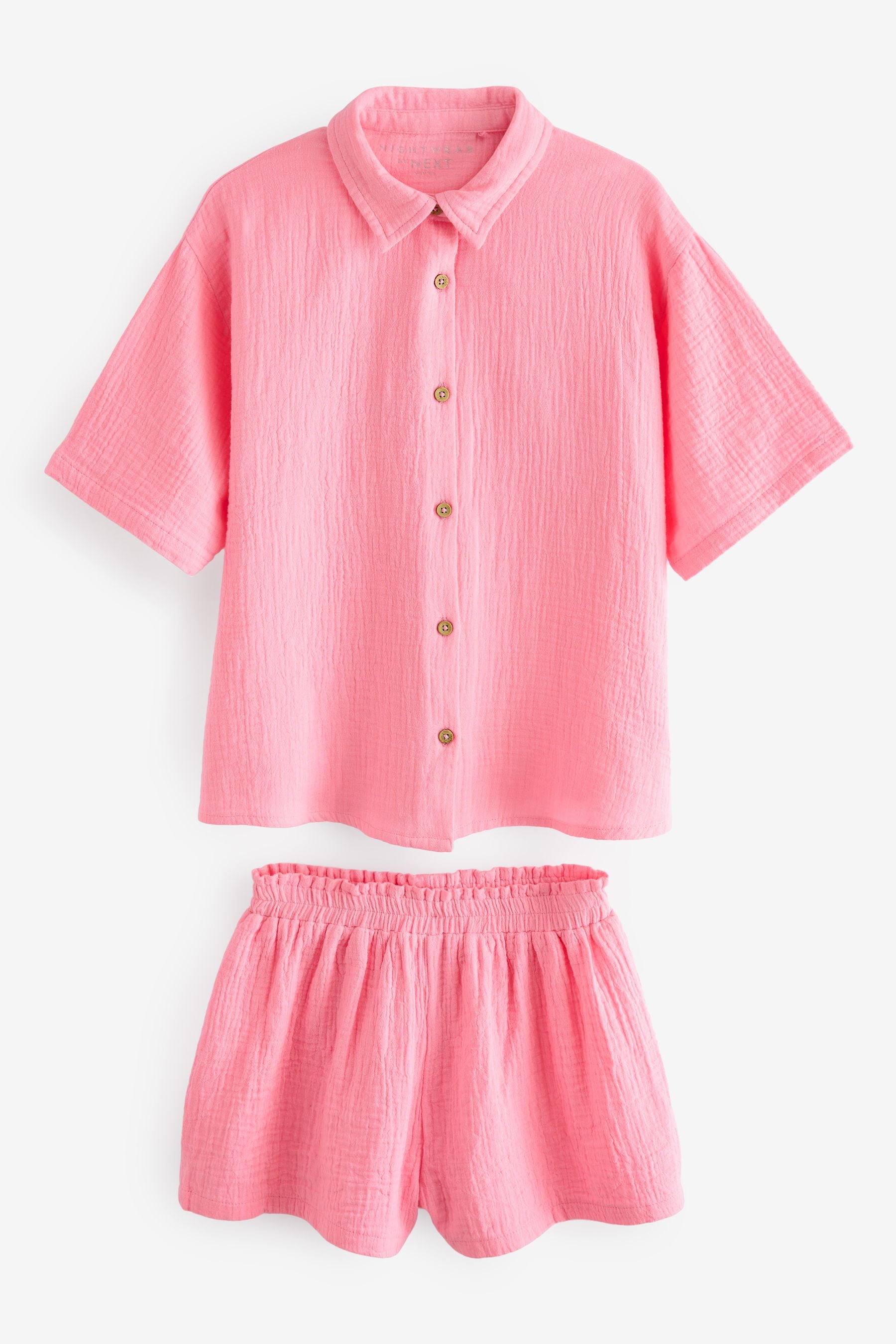 Pink Button Through Short Pyjamas (6-16yrs)