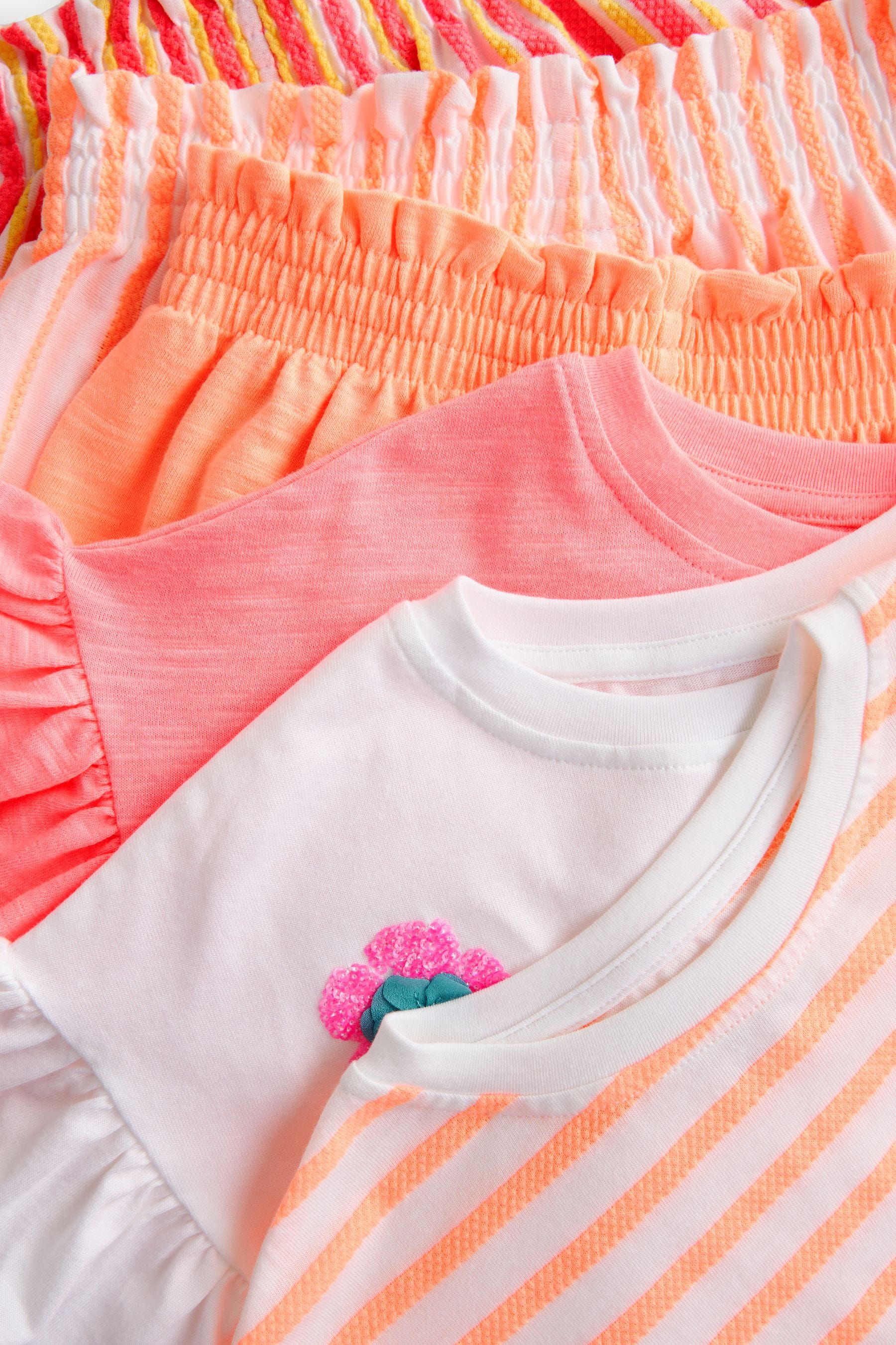 Fluro Orange/Pink Ruffle Short Sleeve Pyjamas 3 Pack (9mths-16yrs)