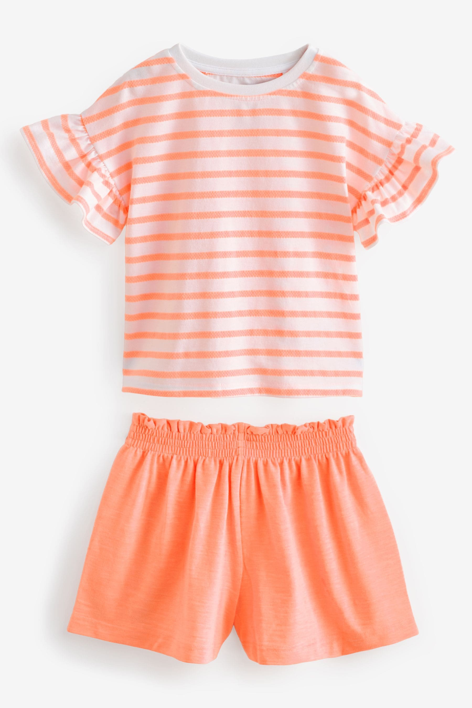 Fluro Orange/Pink Ruffle Short Sleeve Pyjamas 3 Pack (9mths-16yrs)