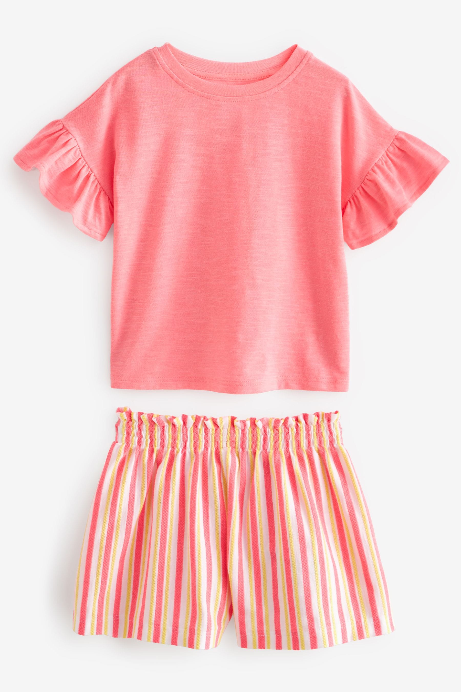 Fluro Orange/Pink Ruffle Short Sleeve Pyjamas 3 Pack (9mths-16yrs)