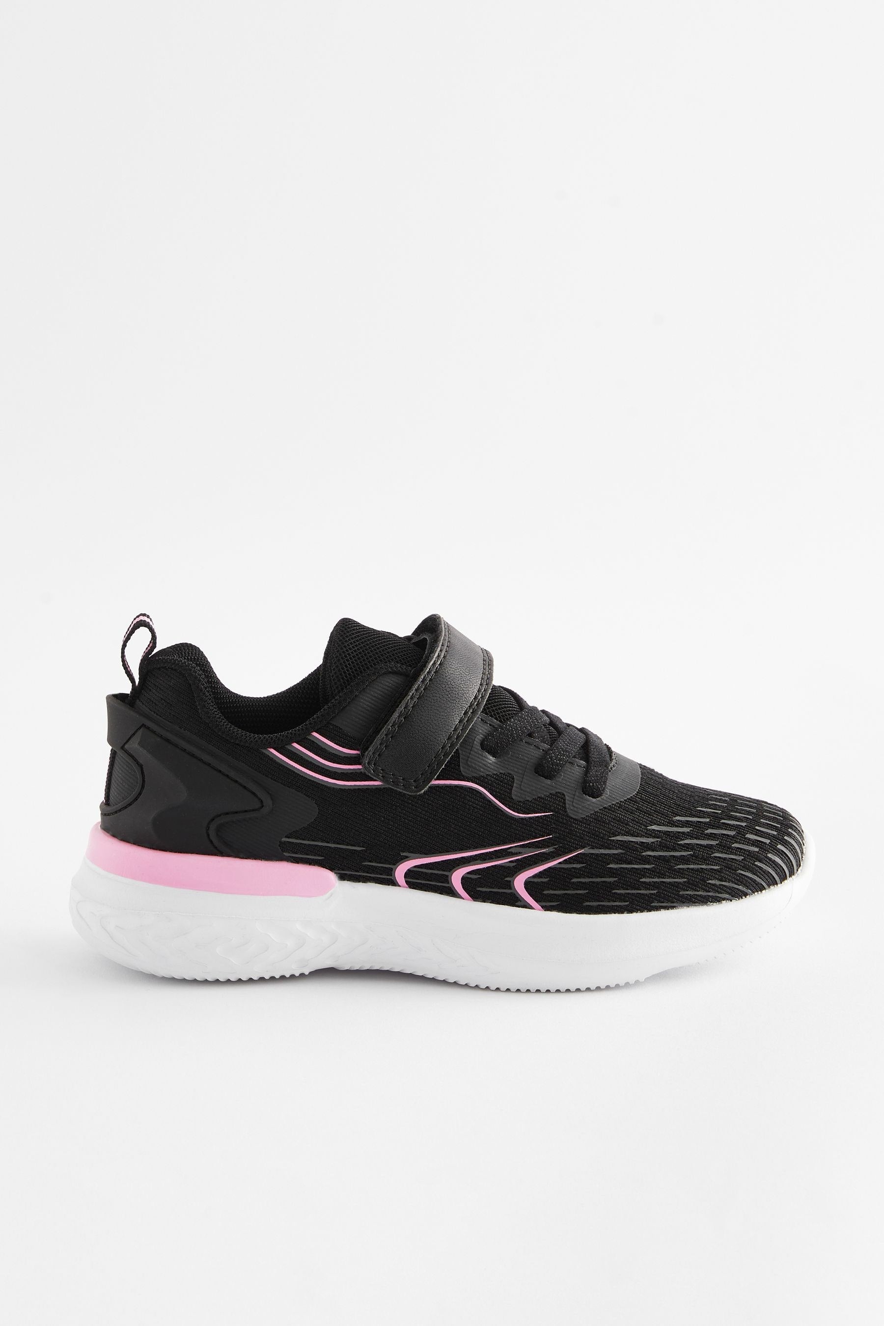 Black Elastic Lace-Up School Trainers