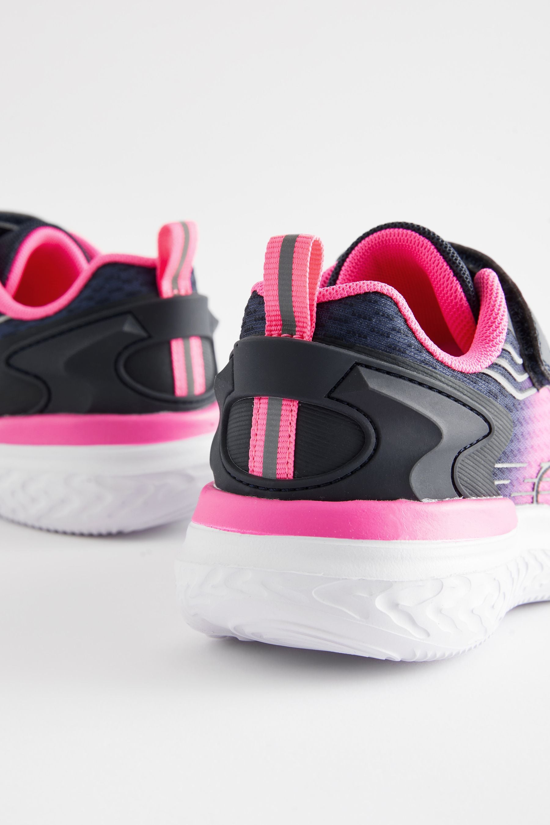 Navy/ Pink Elastic Lace-Up School Trainers