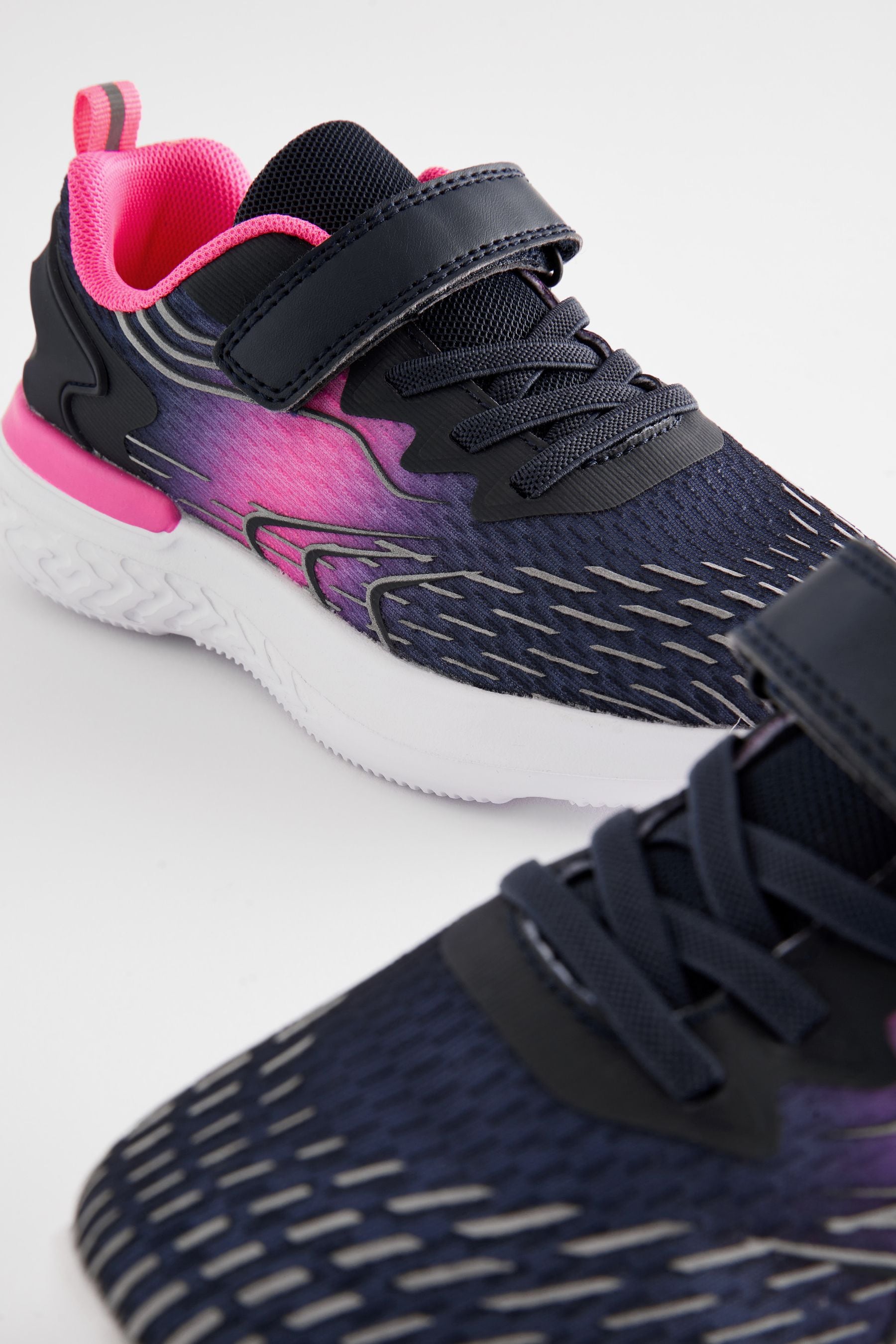 Navy/ Pink Elastic Lace-Up School Trainers