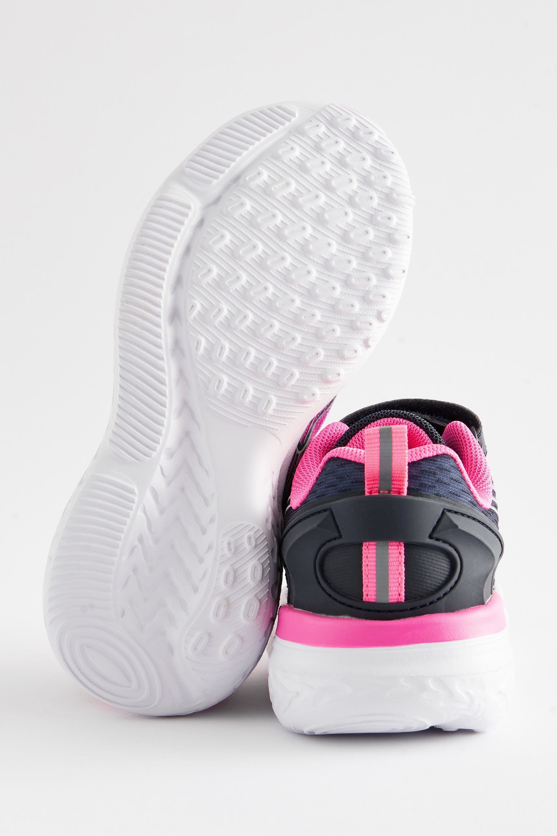 Navy/ Pink Elastic Lace-Up School Trainers