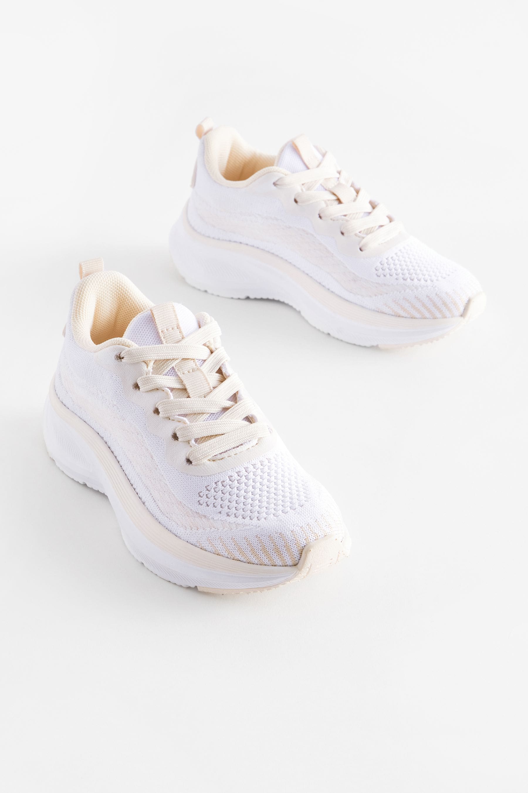 White Lace-Up Trainers