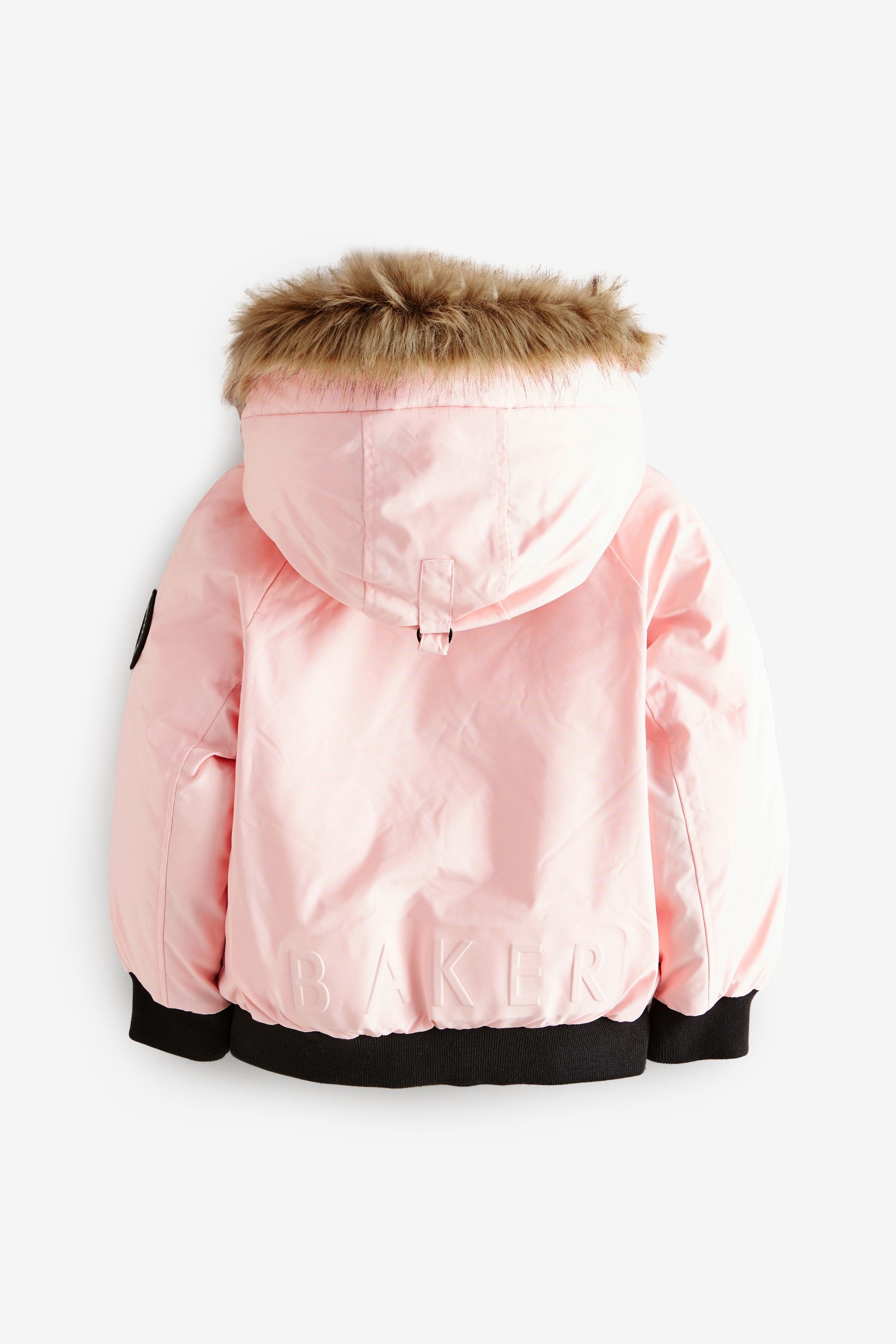 Baker by Ted Baker Pink Shower Resistant Fur Hooded Bomber Jacket