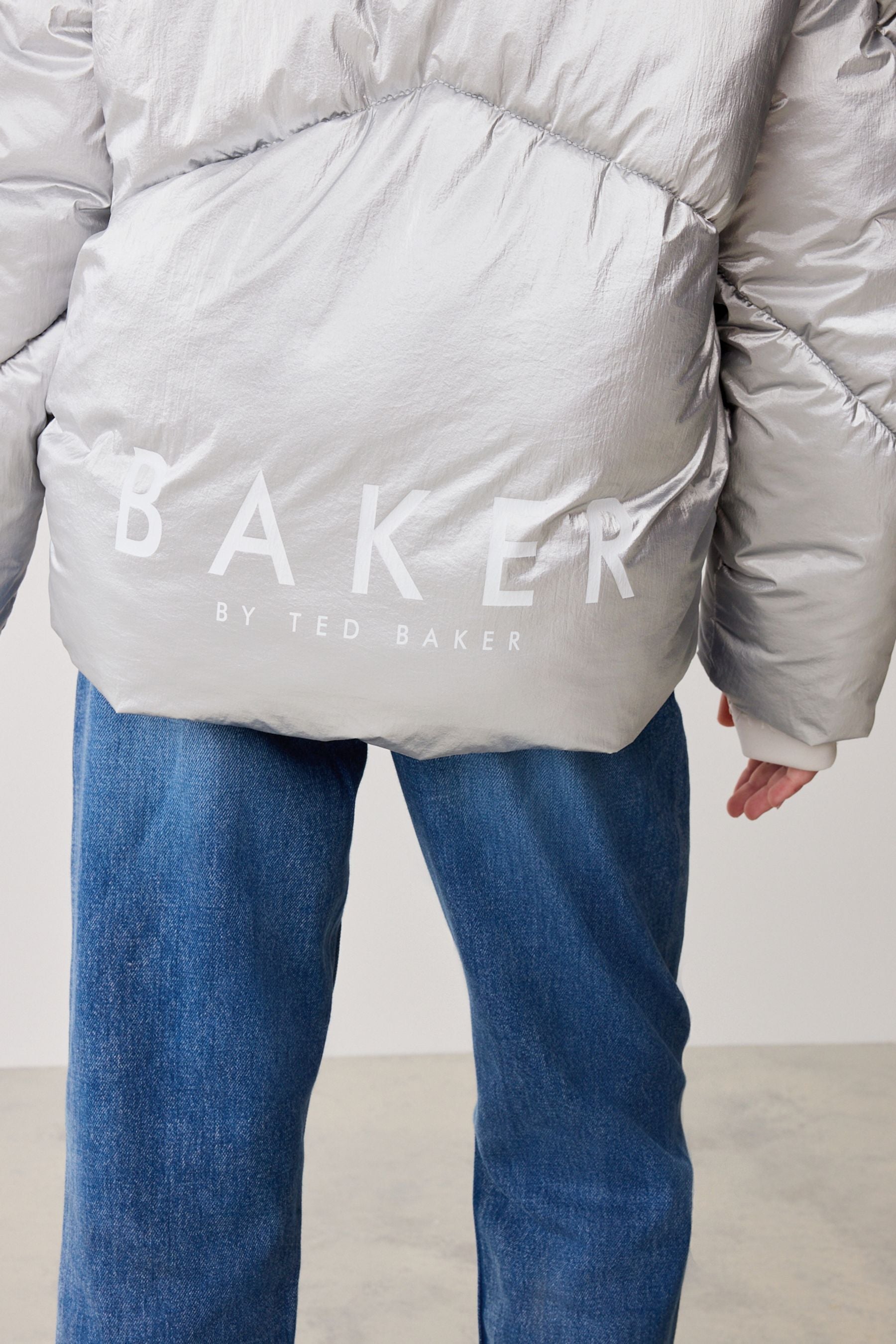 Baker by Ted Baker Silver Shower Resistant Branded Padded Coat