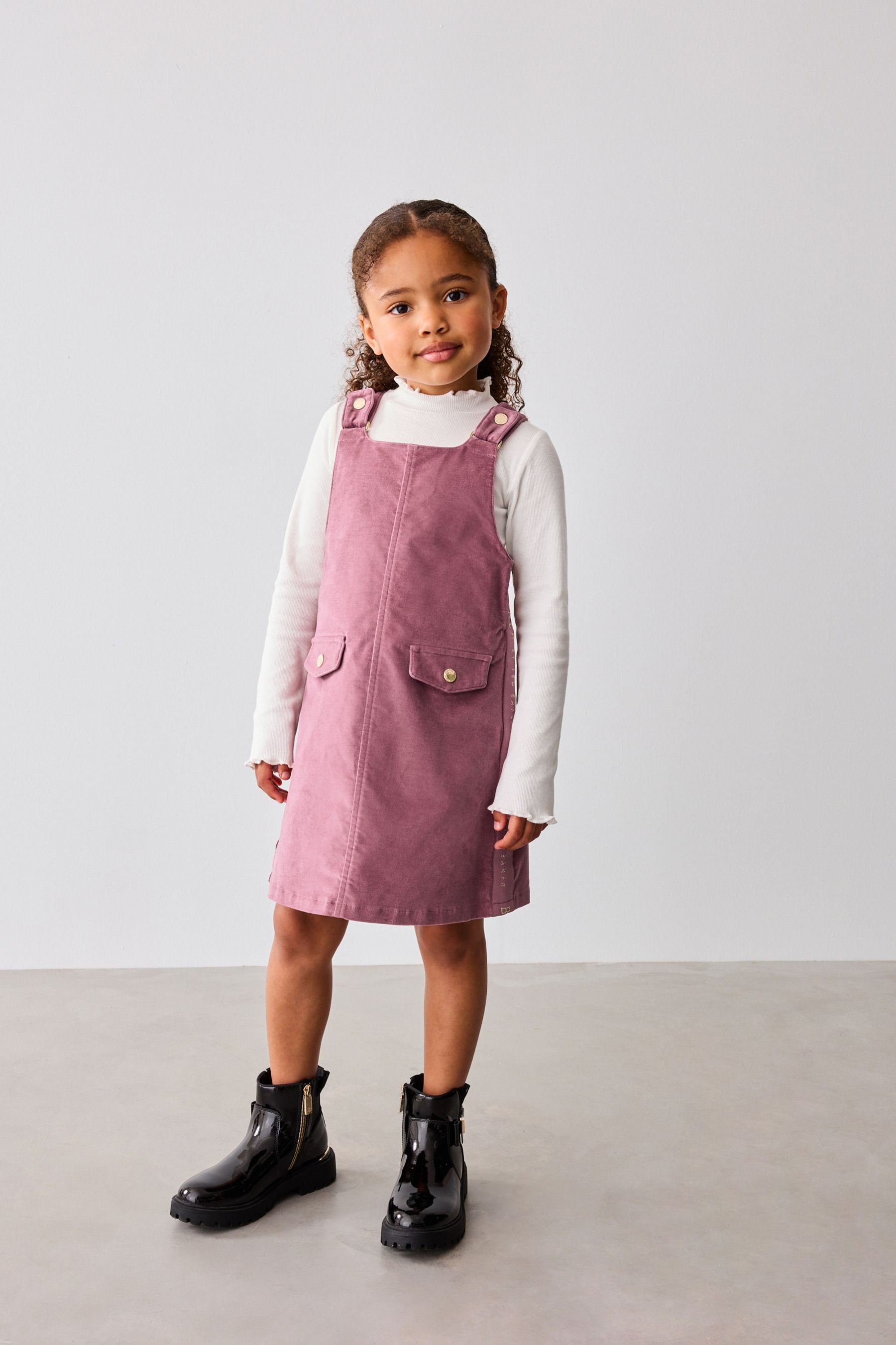 Baker by Ted Baker Pink High Neck Top and Pinafore Dress Set