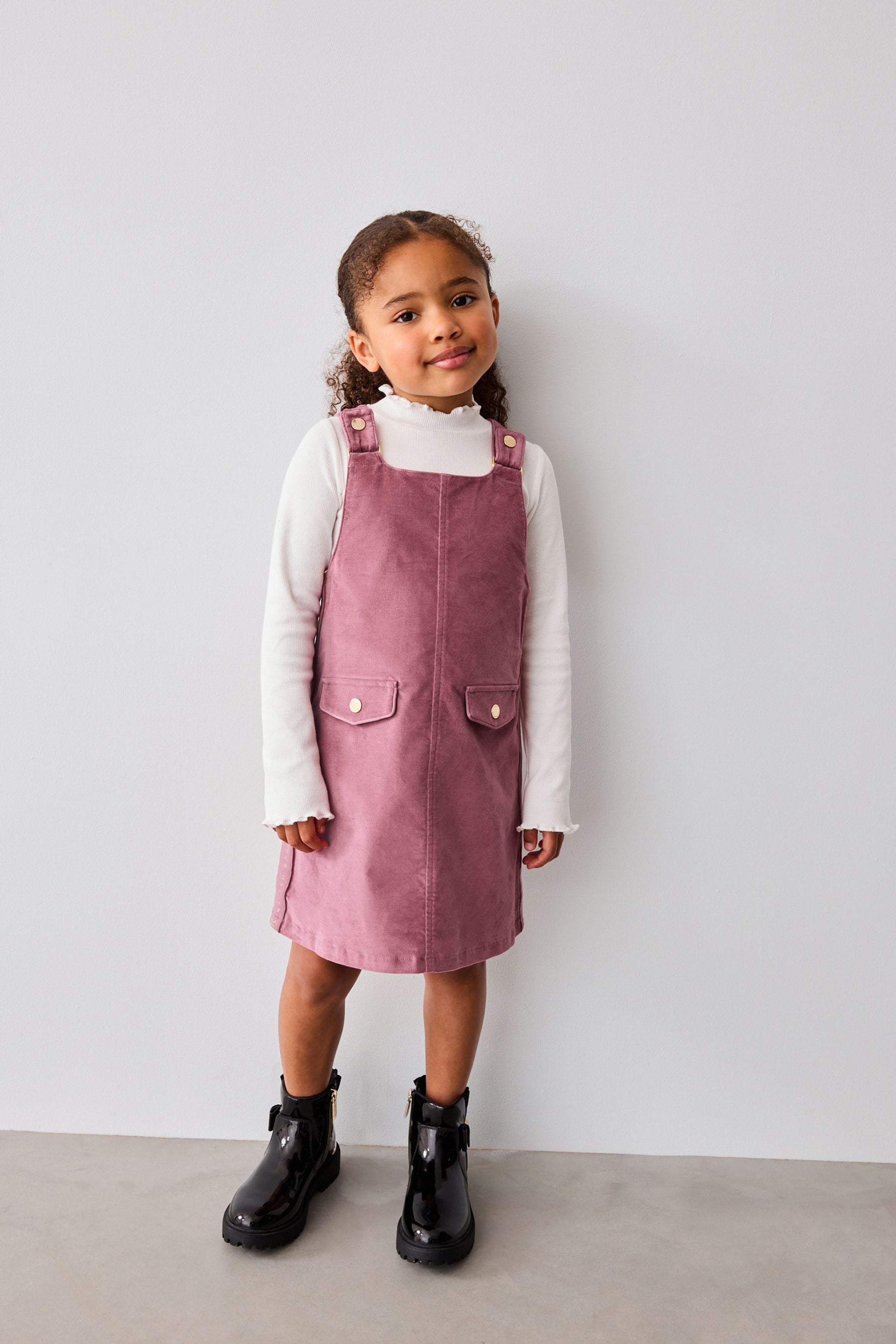 Baker by Ted Baker Pink High Neck Top and Pinafore Dress Set