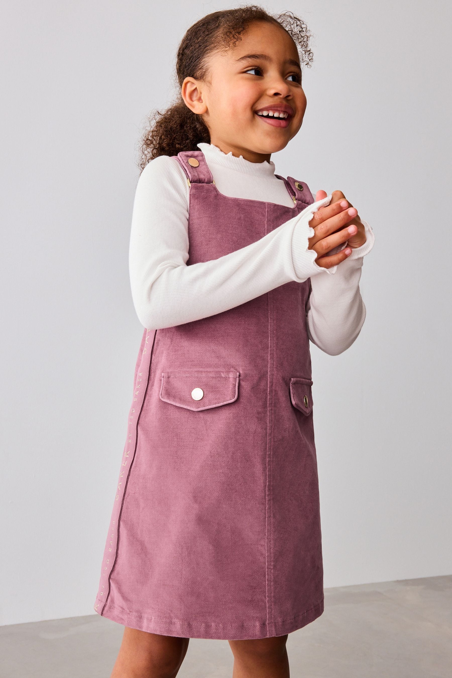 Baker by Ted Baker Pink High Neck Top and Pinafore Dress Set