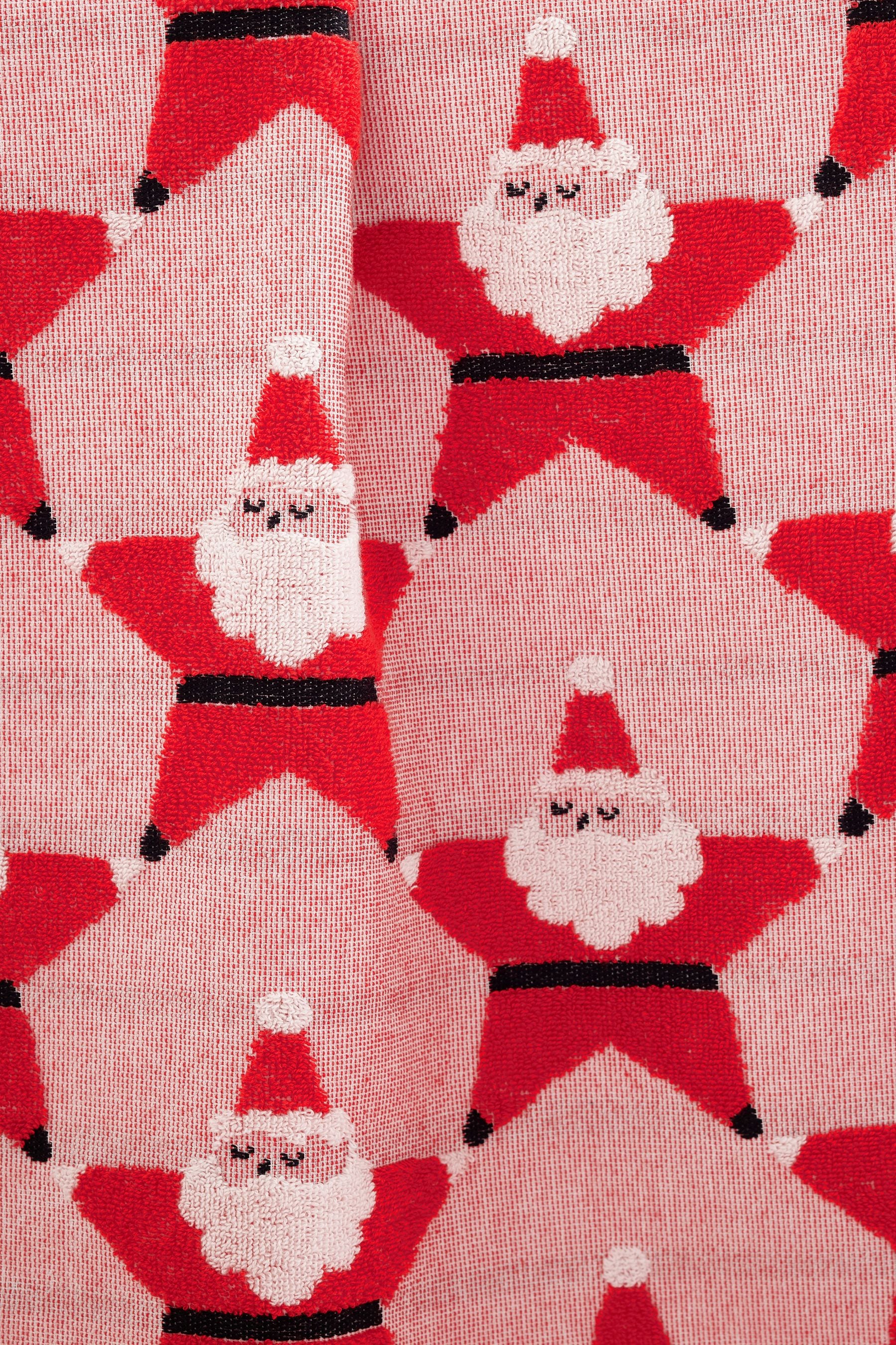 Red Santa Red Star Christmas 100% Cotton Towels